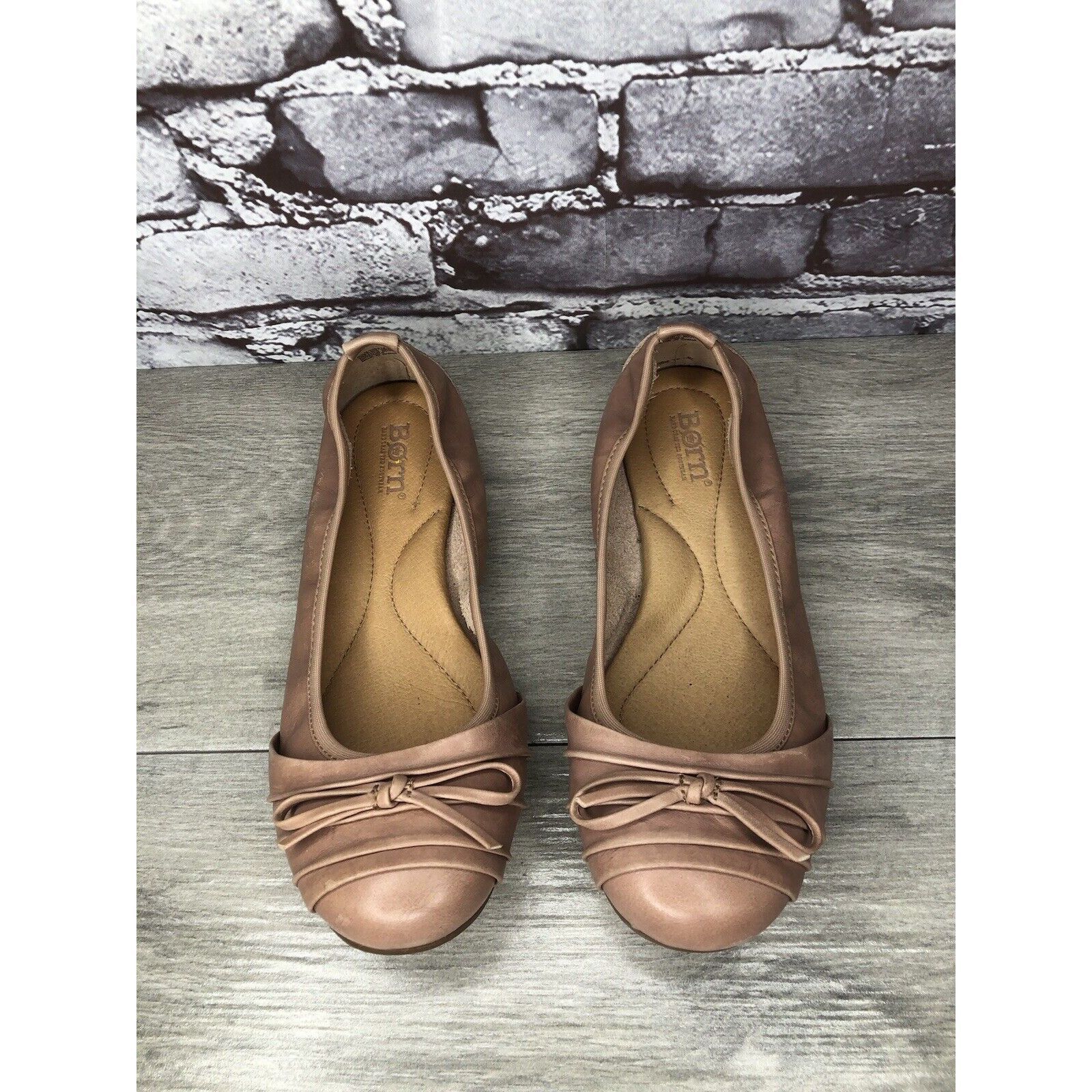 Born Born Footwear Dusty Pink Leather Casual Bow Ballet Flats Wom Size US 6.5 / IT 36.5 - 2 Thumbnail