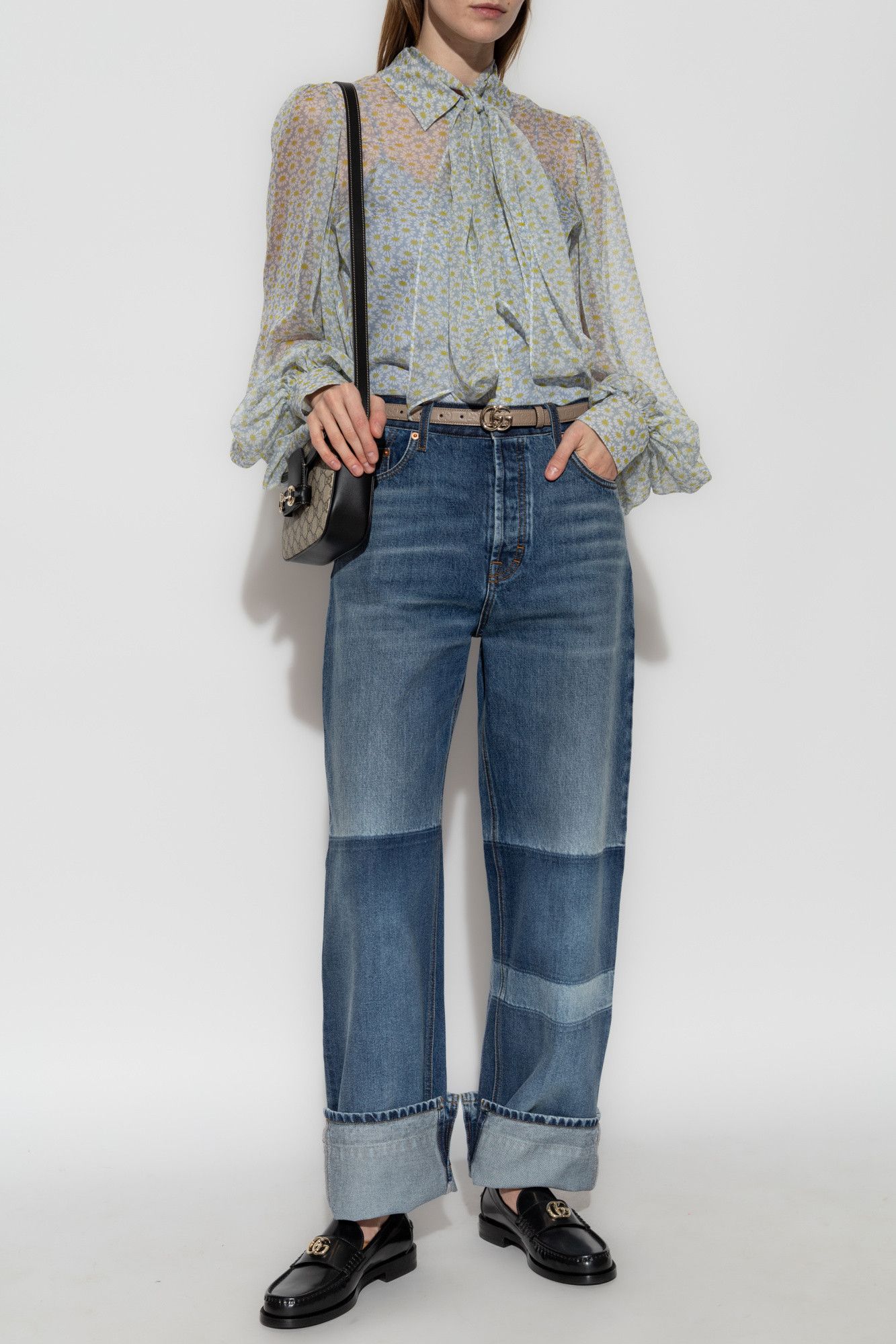 Gucci o1B3y1r0526 Printed Silk Chiffon Shirt in Multicolor Size L / US 10 / IT 46 - 2 Thumbnail