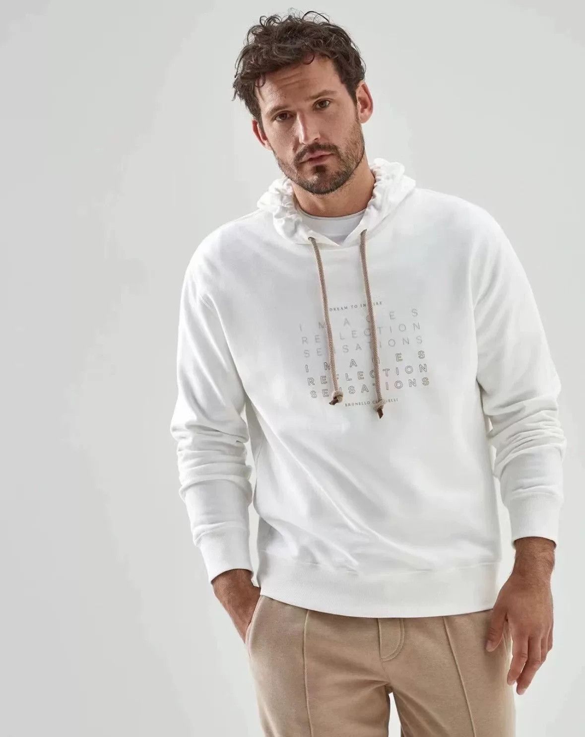 Brunello Cucinelli Brunello Cucinelli White Hoodie Sweatshirt Size US S / EU 44-46 / 1 - 1 Thumbnail