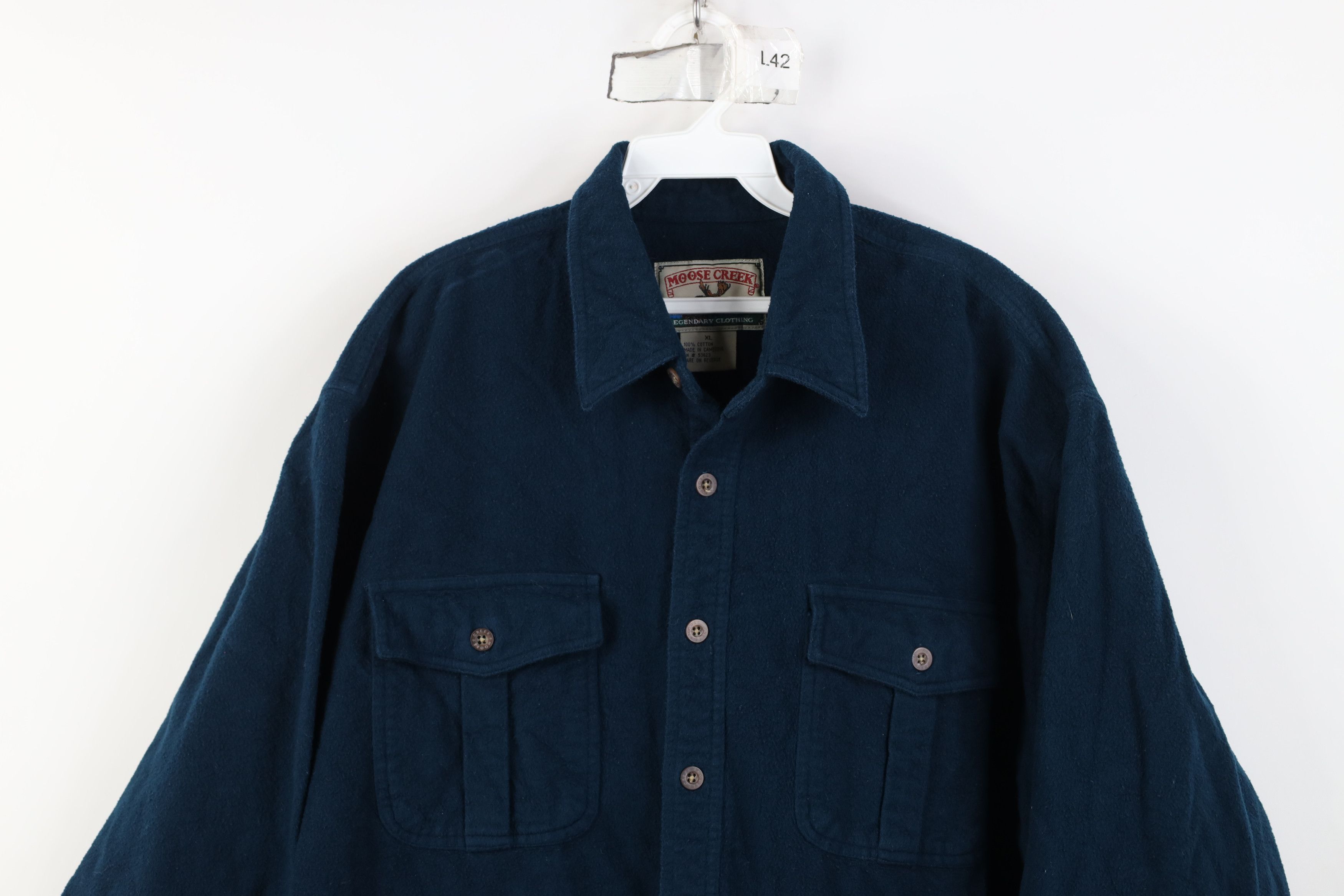 Vintage Vintage 90s Streetwear Cloth Button Shirt Blue Cotton Size US XL / EU 56 / 4 - 2 Thumbnail