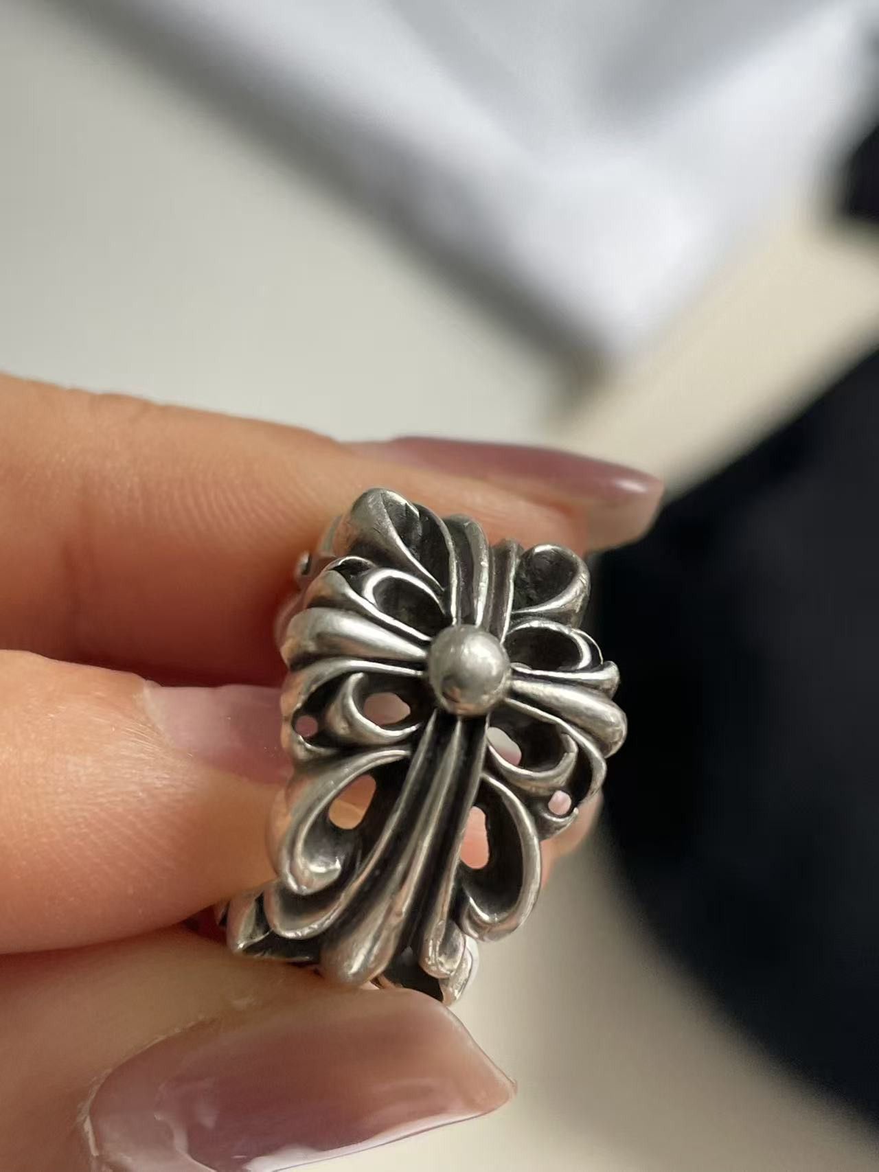 Chrome Hearts Chrome Hearts Silver Floral Cross Ring Size ONE SIZE - 14 Thumbnail