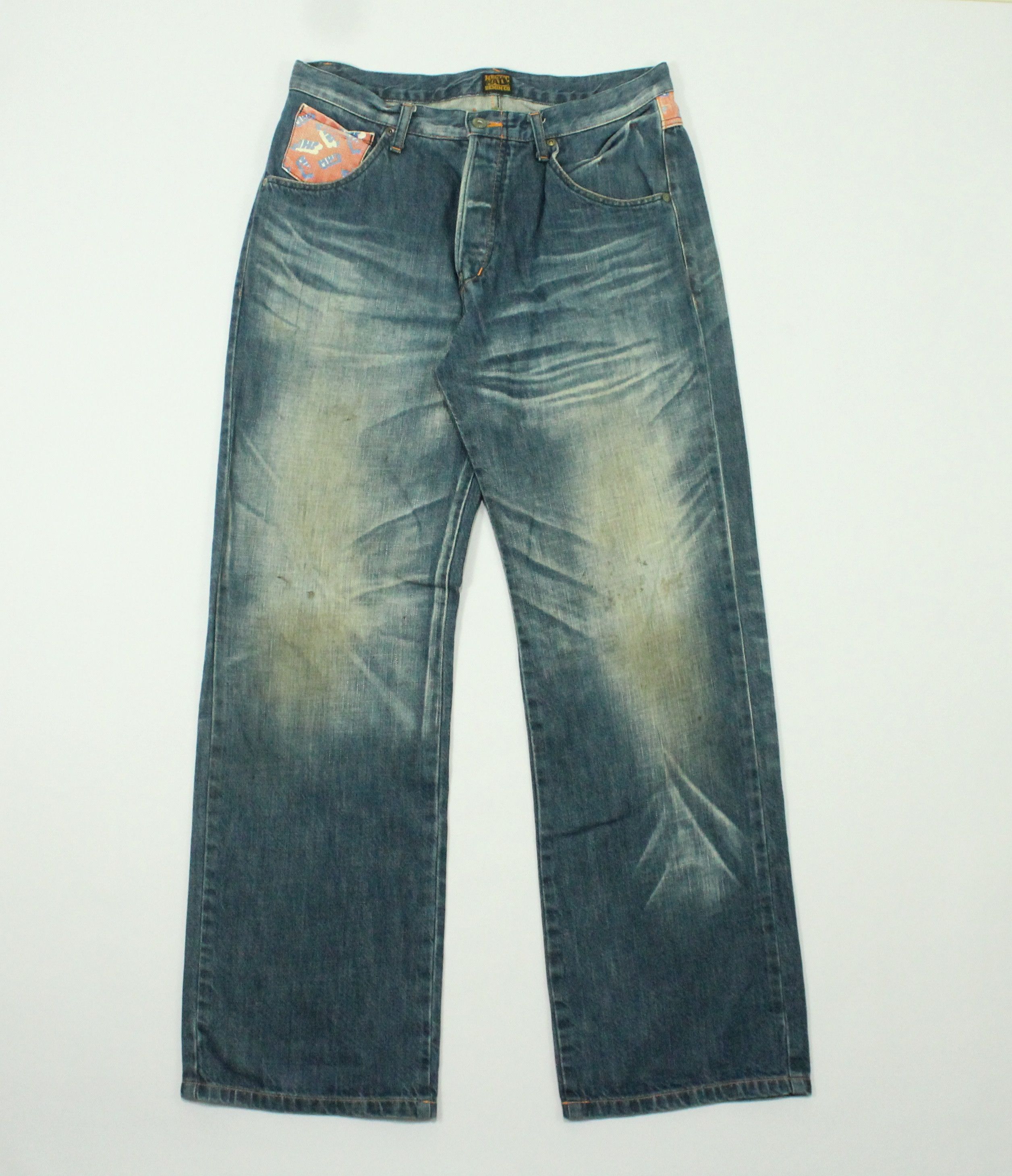image of Distressed Denim x Seditionaries Mad Hectic Denim Distressed Stains in Blue, Men's (Size 32)