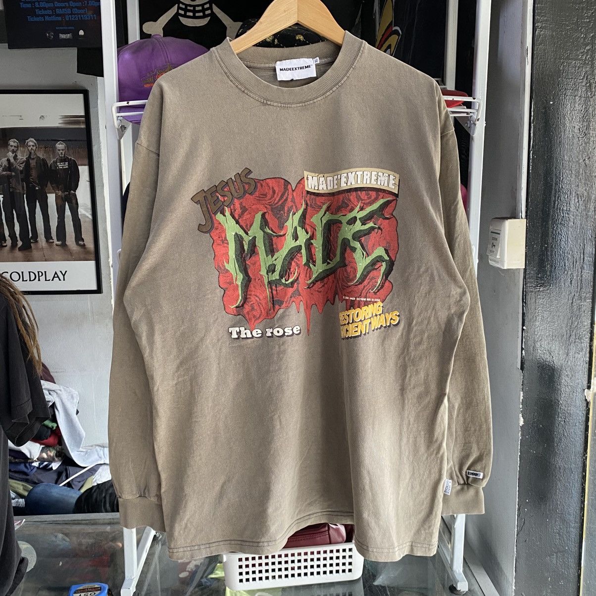 Designer Made Extreme x The Rose T-Shirt Long Sleeve Jesus Printed Size US XL / EU 56 / 4 - 2 Thumbnail