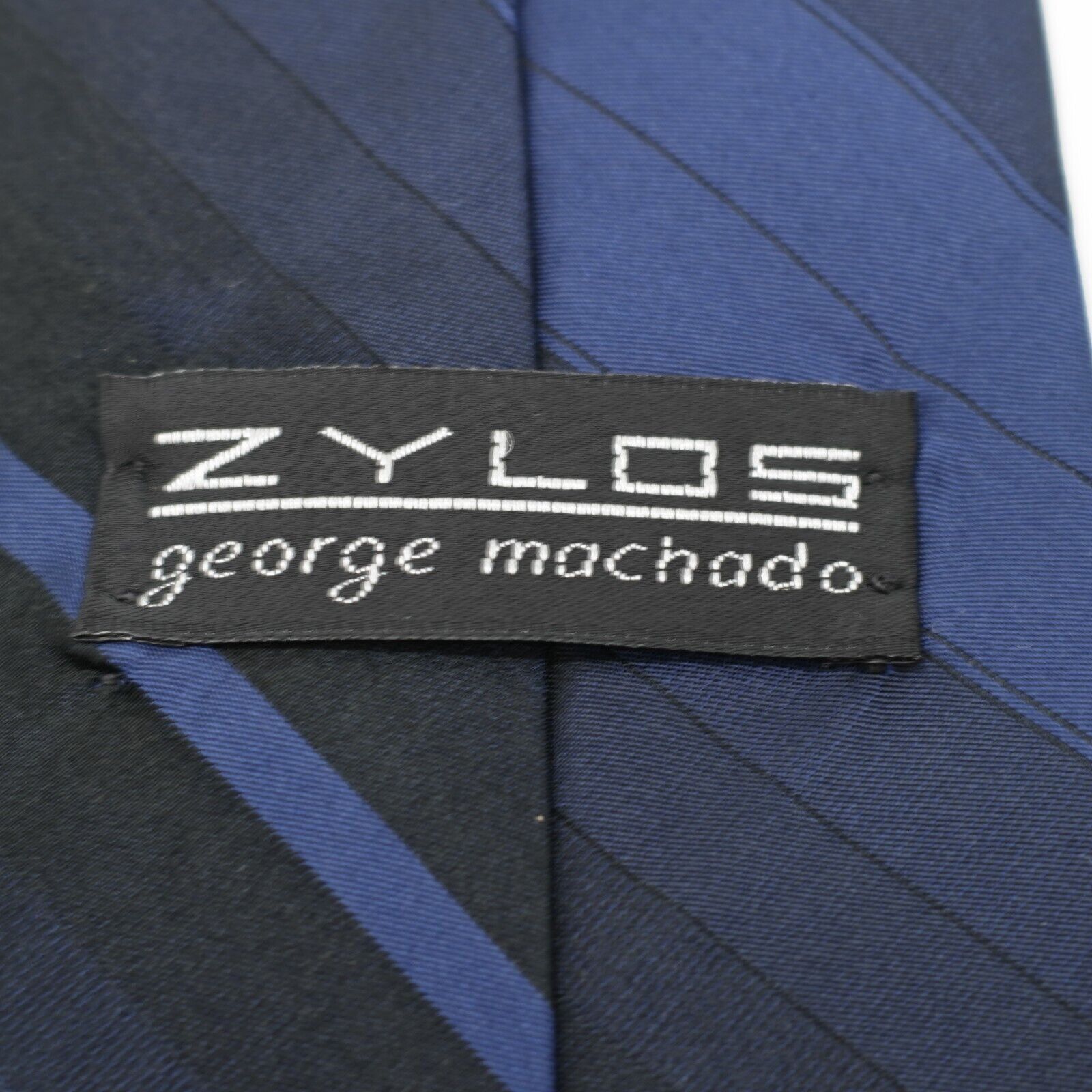 Zylos George Machado Zylos George Machado Blue Woven Striped Silk Tie Size ONE SIZE - 3 Thumbnail