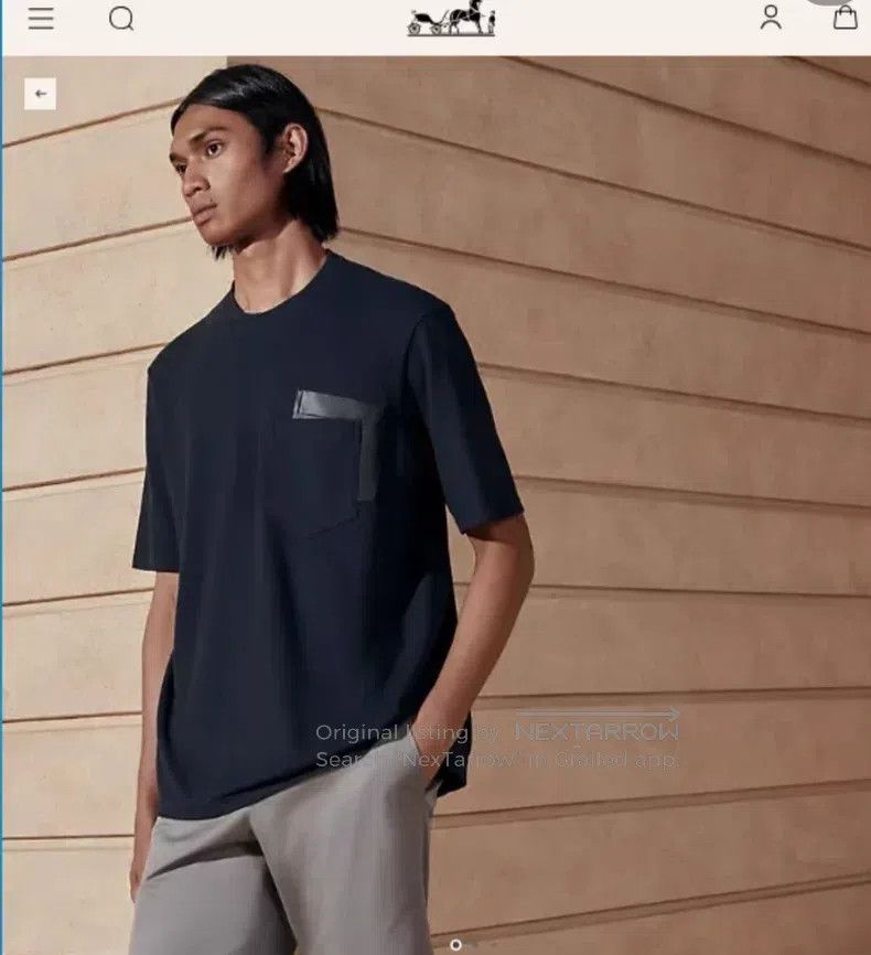 Hermes Hermes Short sleeve navy blue leather pocket T-shirt Size US M / EU 48-50 / 2 - 8 Thumbnail