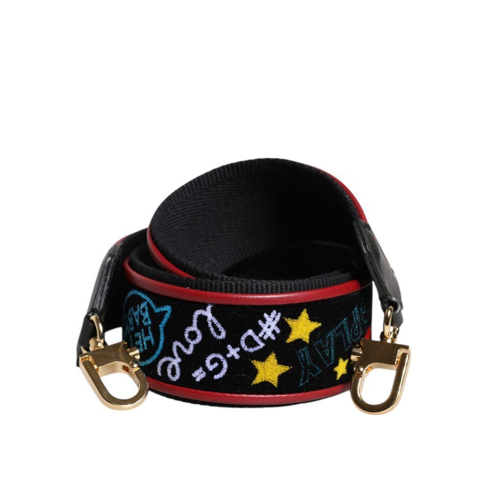Dolce & Gabbana Dolce & Gabbana Black Cotton Printed Bag Shoulder Strap Size ONE SIZE - 2 Thumbnail