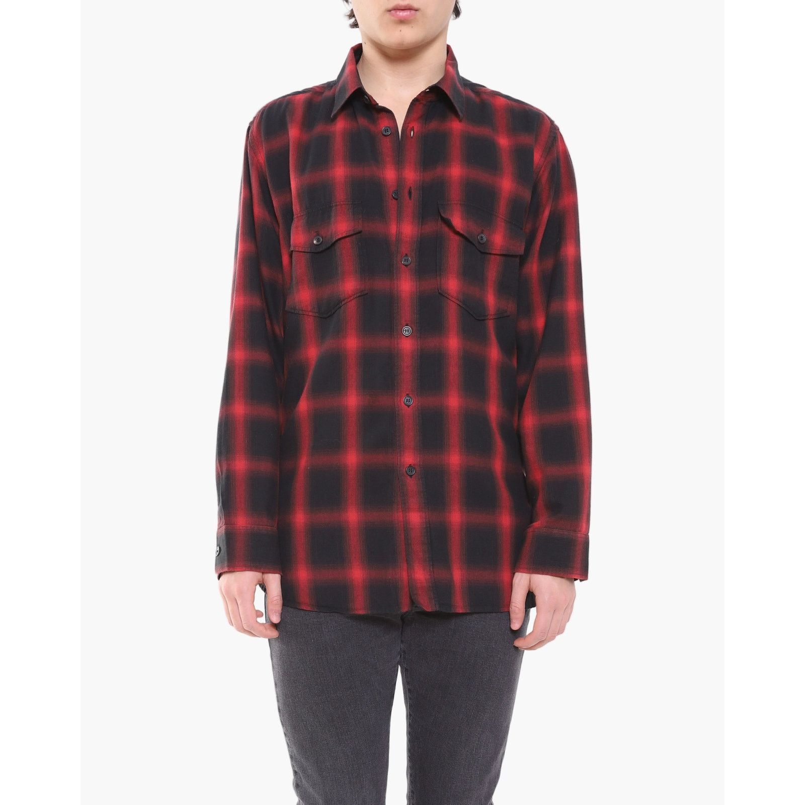Saint Laurent Paris FW13 Oversized Flannel in Red & Black Checked Wool Size US XL / EU 56 / 4 - 1 Thumbnail