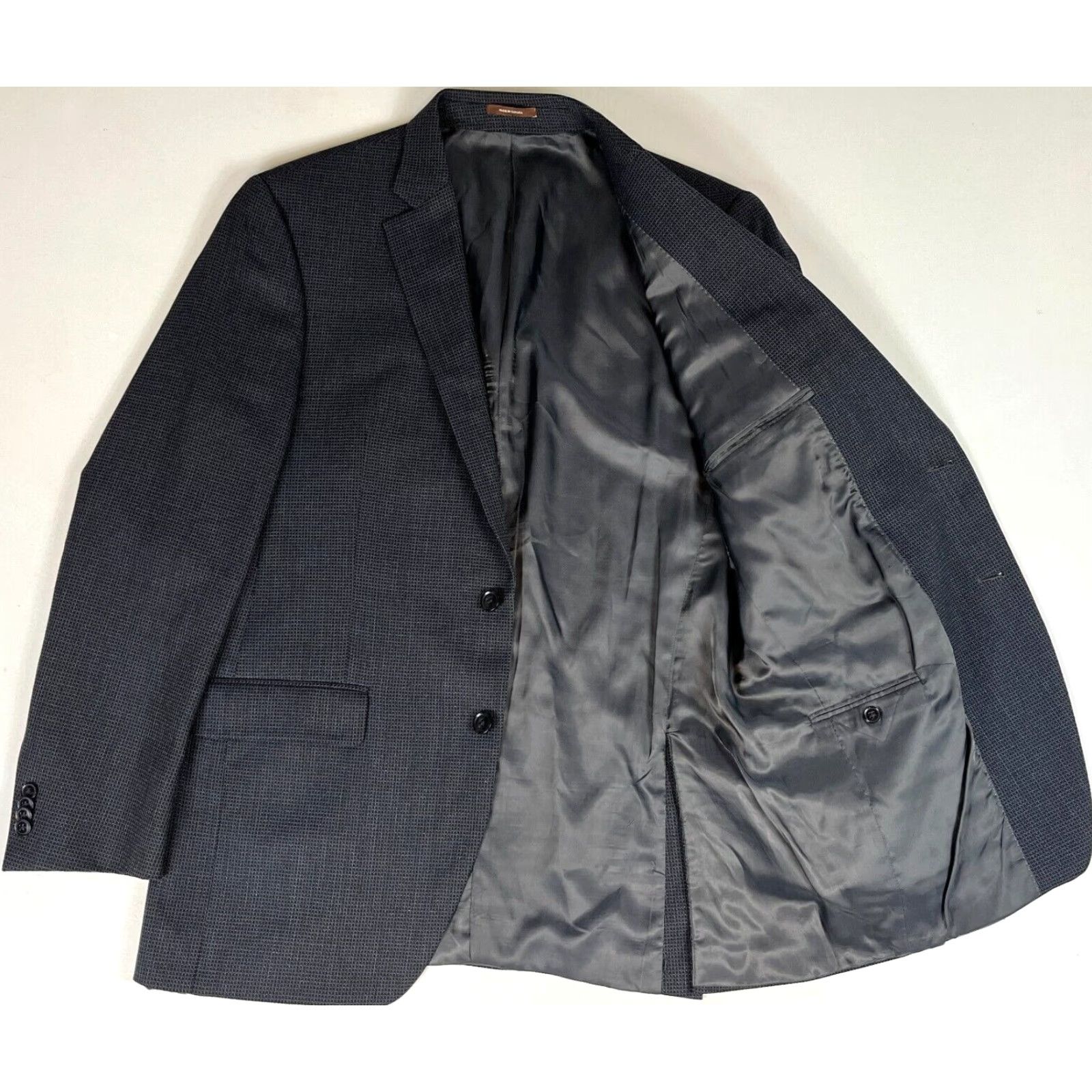 Peter Millar Peter Millar Blazer 42 Charcoal Wool Single-Breasted Two-Button Mens Jacket Coat Sports Coat Check Vintage/Designer Jacket Size 42R - 3 Thumbnail