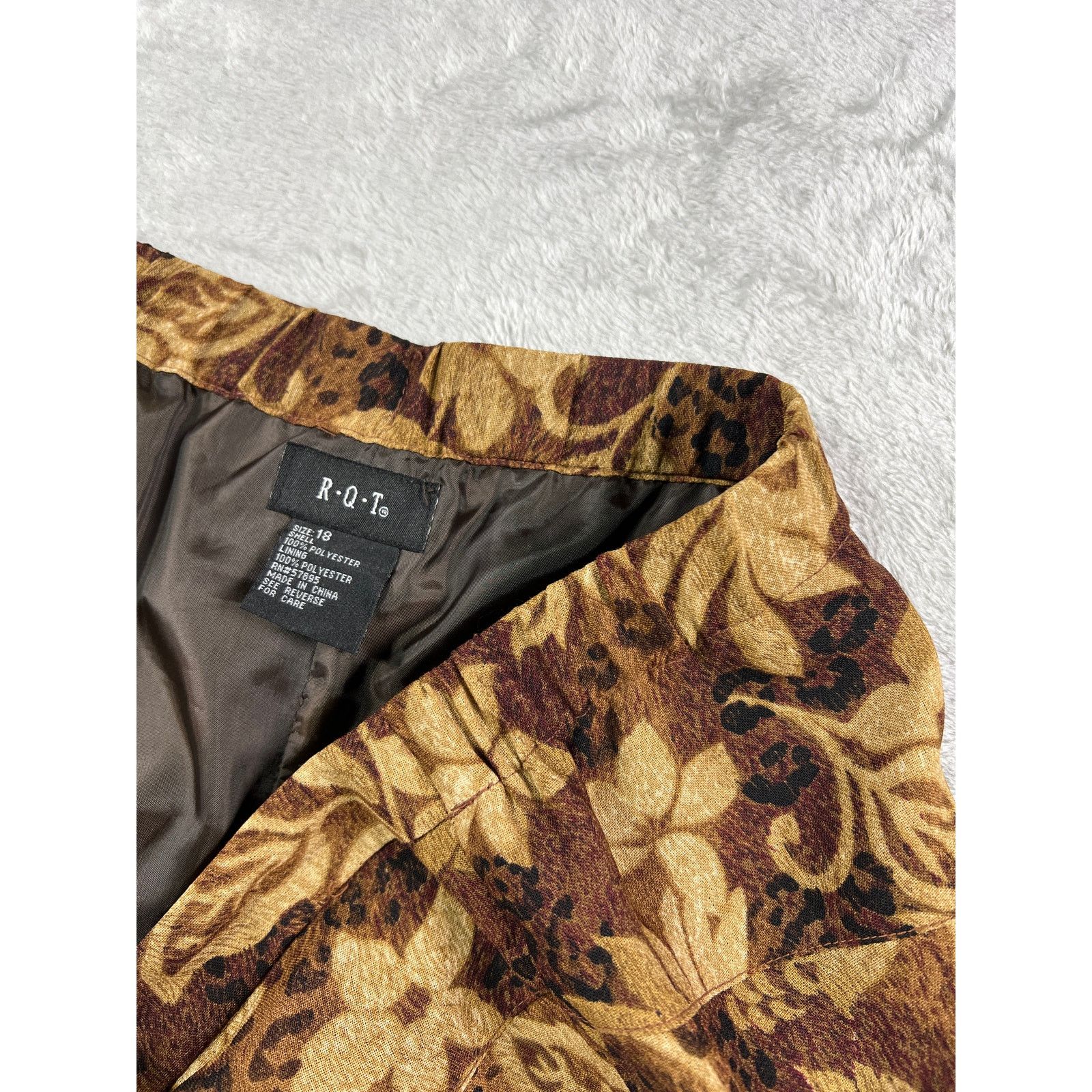 Other Brown Floral Leopard Midi Skirt 18 Boho Earth Tone A Line Size 40" / US 18 - 6 Thumbnail