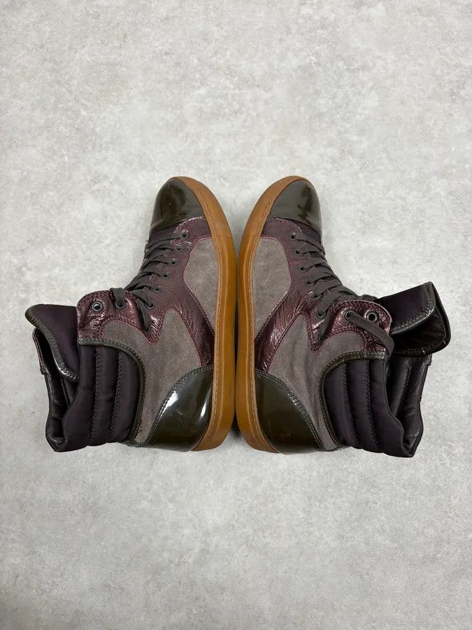 Lanvin Lanvin Bordeaux & Grey High Top Leather Sneakers Size US 9.5 / EU 42-43 - 5 Thumbnail