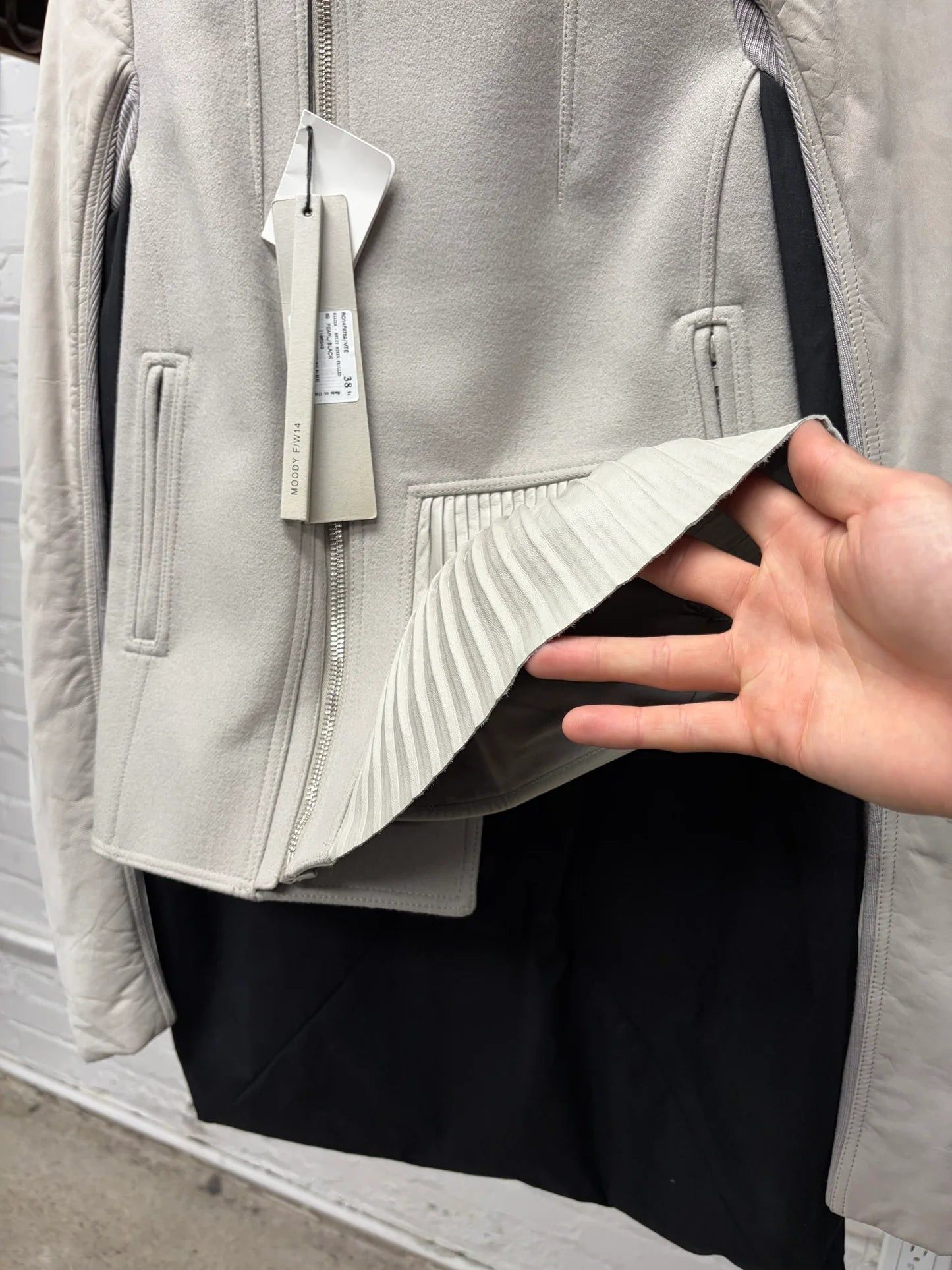 Rick Owens AW2014 Rick Owens ‘Moody’ Cape Back Wool/Leather Moto Jacket Size XS / US 0-2 / IT 36-38 - 2 Thumbnail