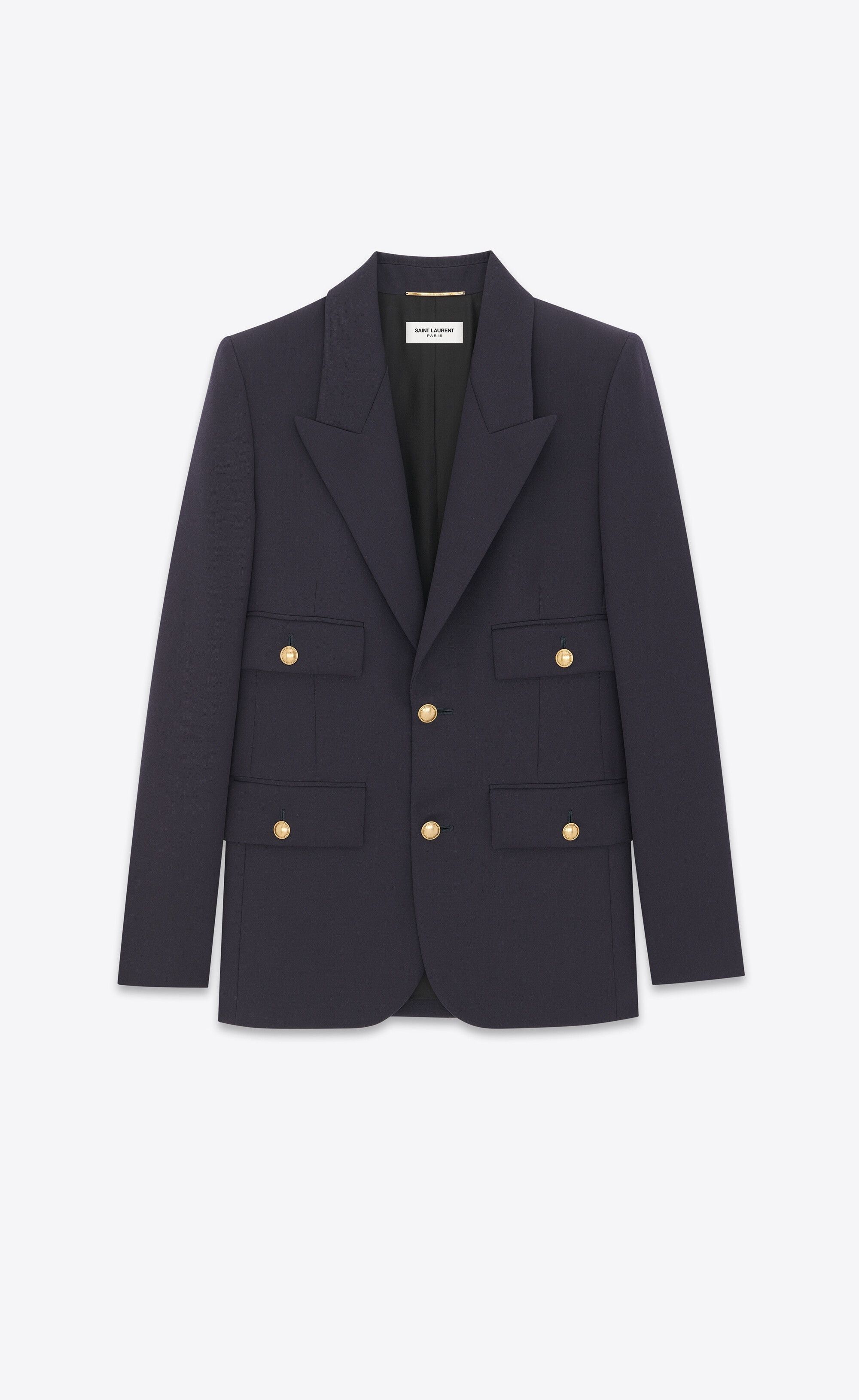 Saint Laurent Paris o1tr1nto0325 Jacket In Grain De Poudre in Navy Size S / US 4 / IT 40 - 1 Thumbnail