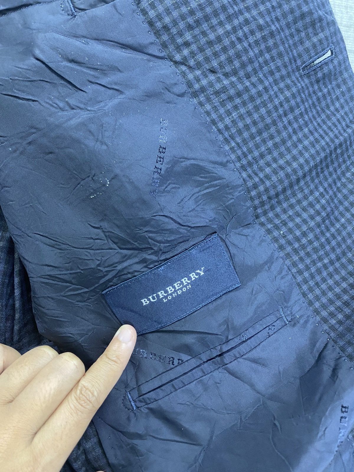 Burberry × Japanese Brand × Vintage Vtg 90s Burberry London Surface Hemp Material Plaid Blazer Size US M / EU 48-50 / 2 - 11 Thumbnail