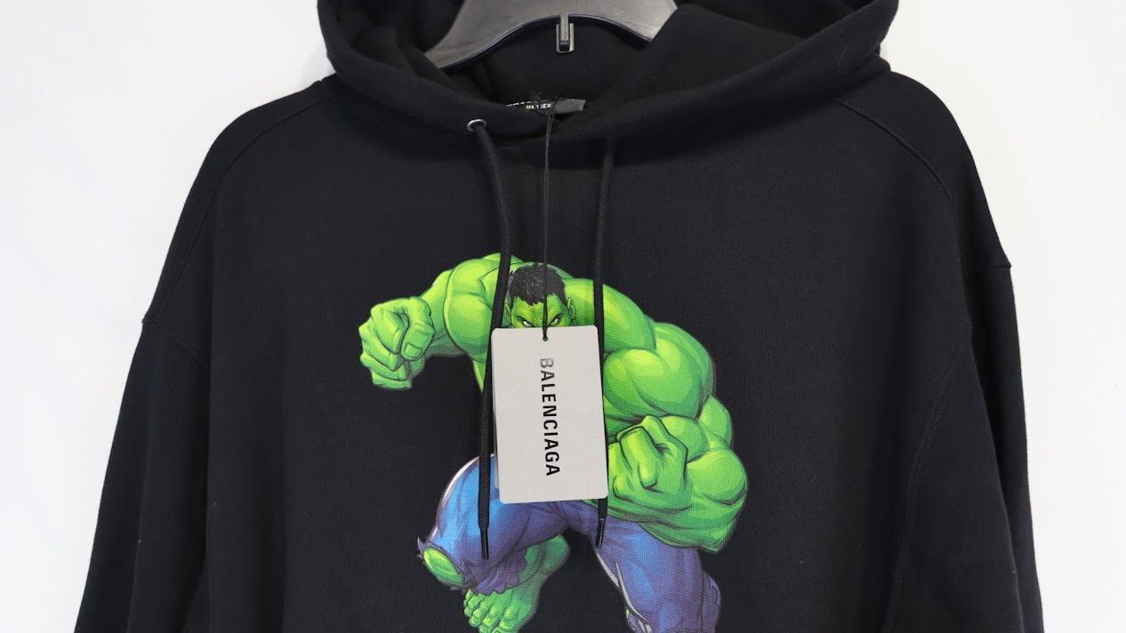 Balenciaga o1rshd1 Hulk Medium Molleton Hoodie in Black Size US XS / EU 42 / 0 - 6 Thumbnail