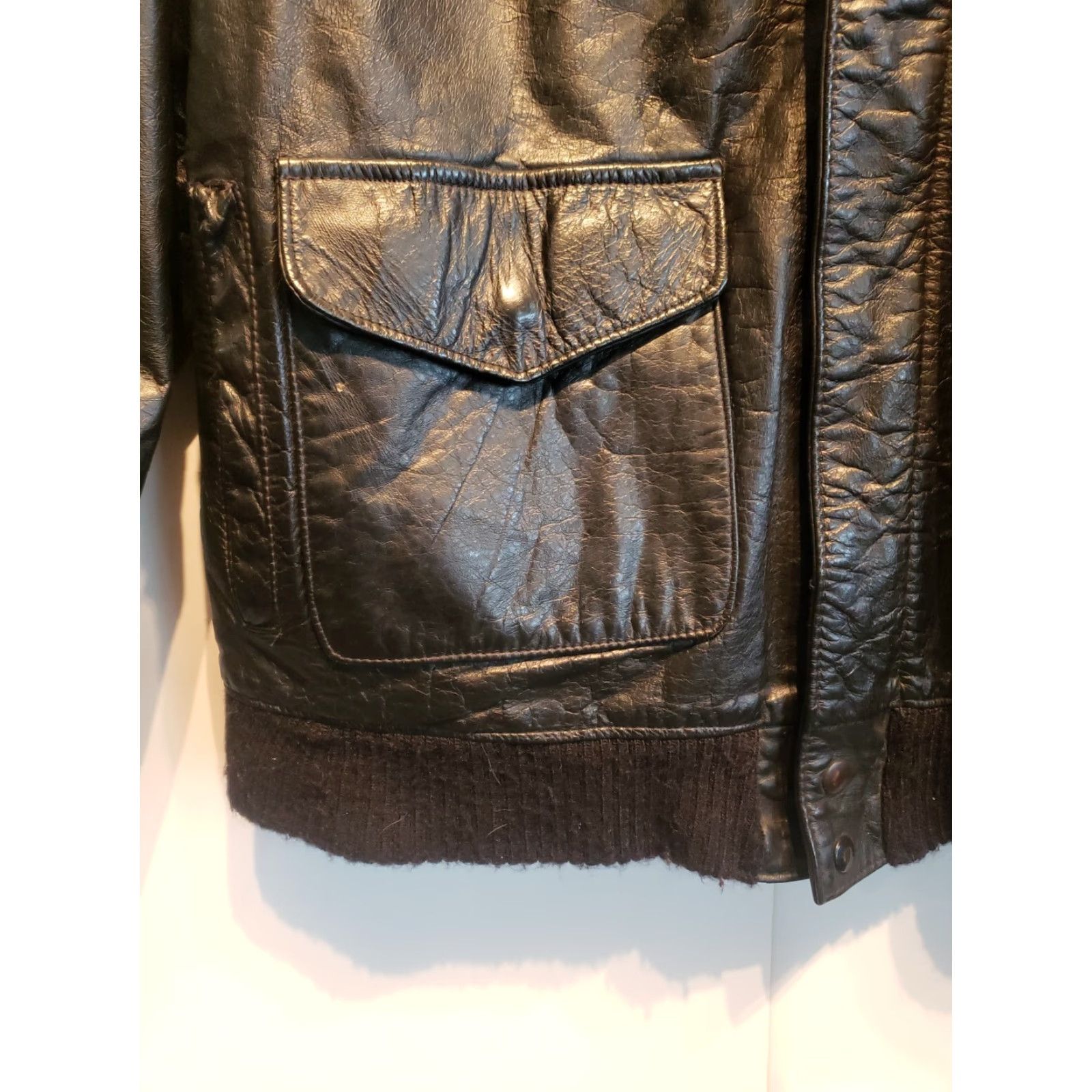 Vintage VINTAGE Excelled A-2 Black Leather Aviator Flight Bomber Jacket Mens XL size XL Leather Motorcycle Jacket Size US XL / EU 56 / 4 - 7 Thumbnail