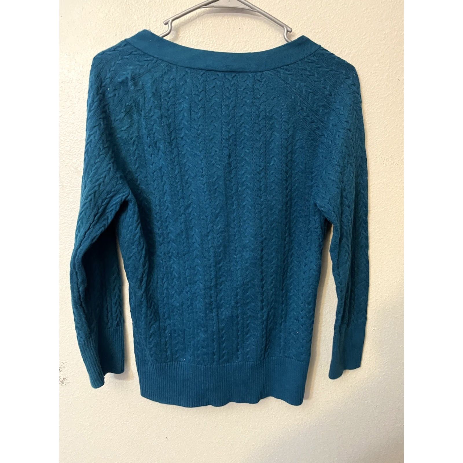 Talbots Talbots Cardigan Sweater Women Small Blue Pima Cotton Cable Knit V-Neck 3/4 Sleeve Buttoned Casual Regular Top Pullover Knitwear Vintage: No Size S / US 4 / IT 40 - 2 Thumbnail