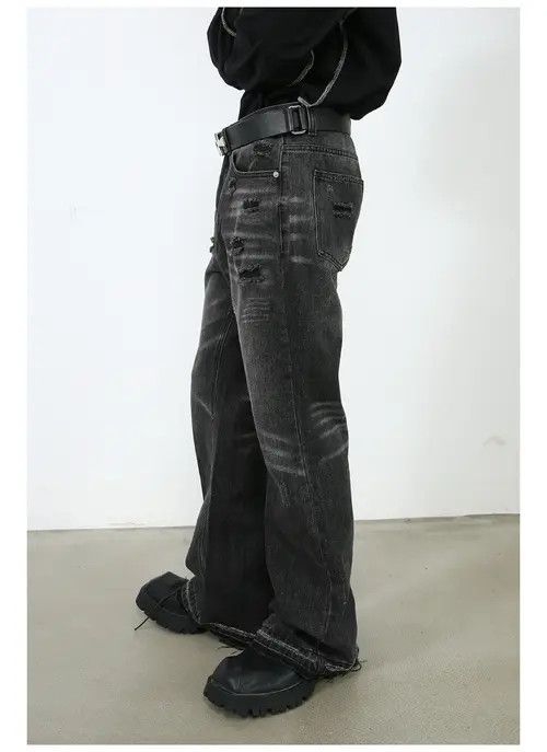 Japanese Brand × Jean Retro men's distressed niche loose flared jeans Size US 32 / EU 48 - 4 Thumbnail