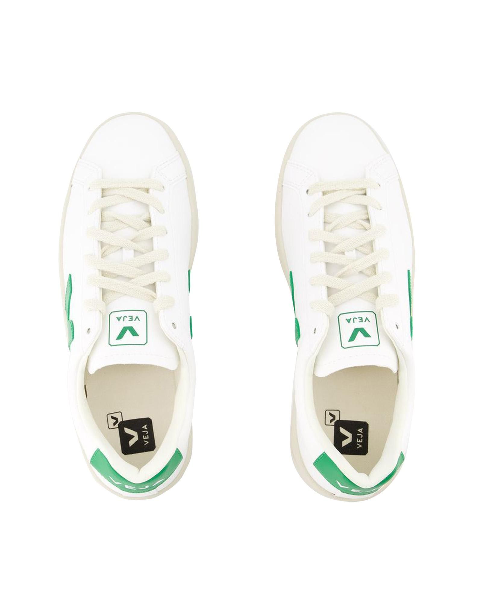 image of Veja White Emeraud Synthetic Leather Sneakers, Women's (Size 11)