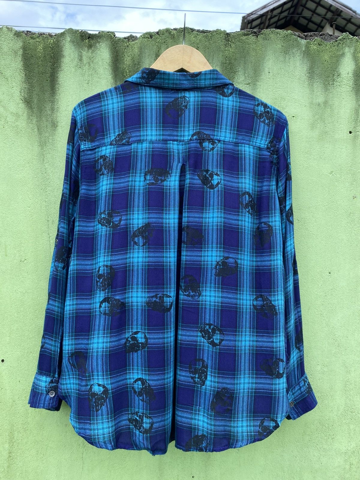 Rock & Republic Rock & Republic Skull Plaid Flannel Shirt Blue Grunge Y2K Size XL / US 12-14 / IT 48-50 - 8 Thumbnail