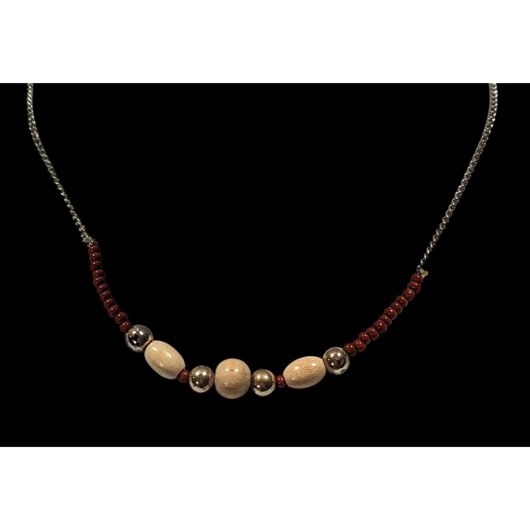 Other Simple Bohemian Wood And Glass Beaded Necklace Size ONE SIZE - 2 Thumbnail