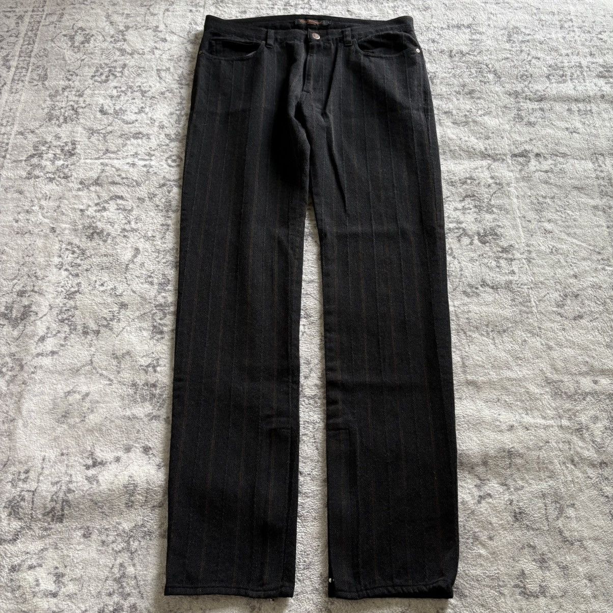 Pre-owned Undercover Aw05 Arts & Crafts Striped Wool Trousers | Size L In Black