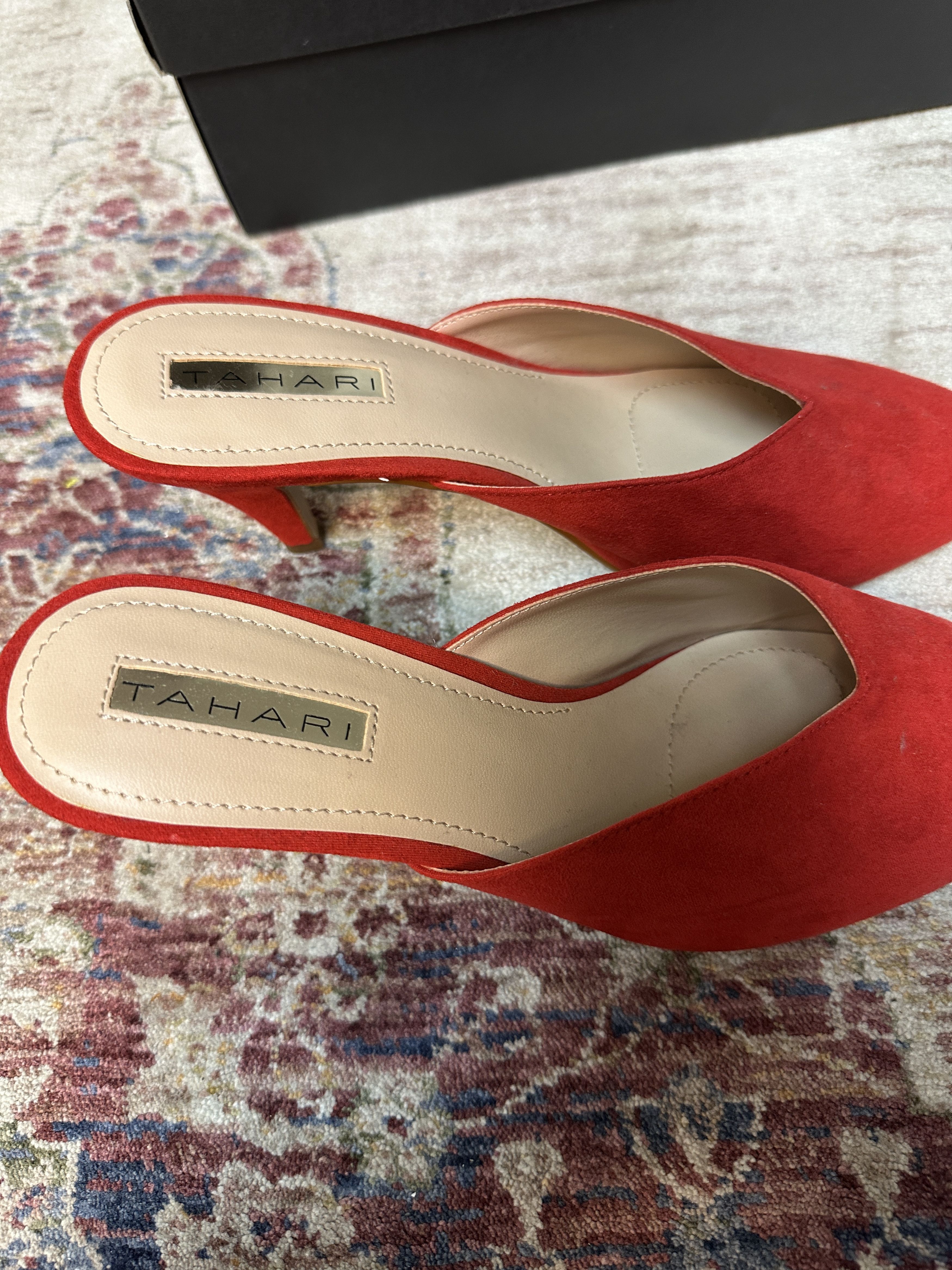 Elie Tahari Tahari TA-Newbury Women's Poppy Red Closed Toe Sandals Size US 7.5 / IT 37.5 - 3 Thumbnail