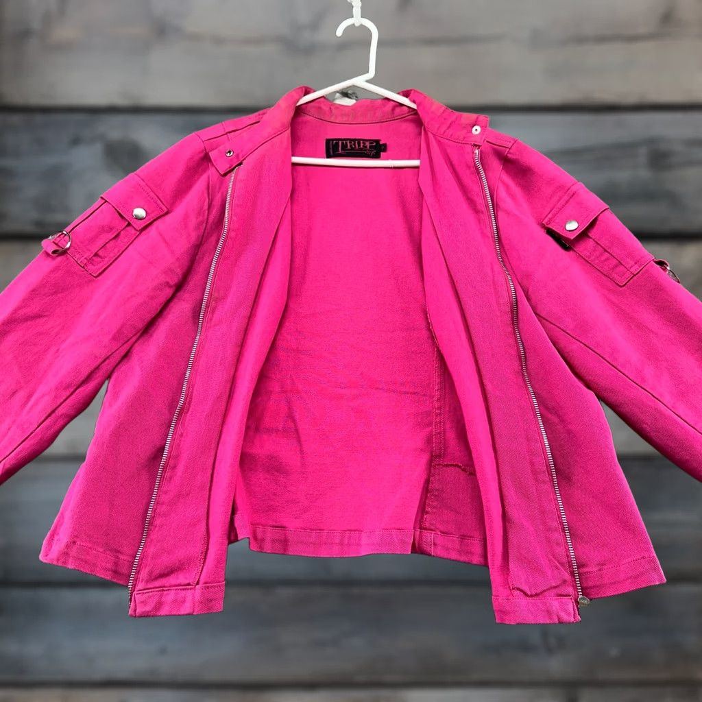 Tripp NYC VINTAGE TRIPP NYC Jacket Womens L Pink Denim Trucker Jean Cotton Y2K Size 36" / US 14 / IT 50 - 1 Thumbnail