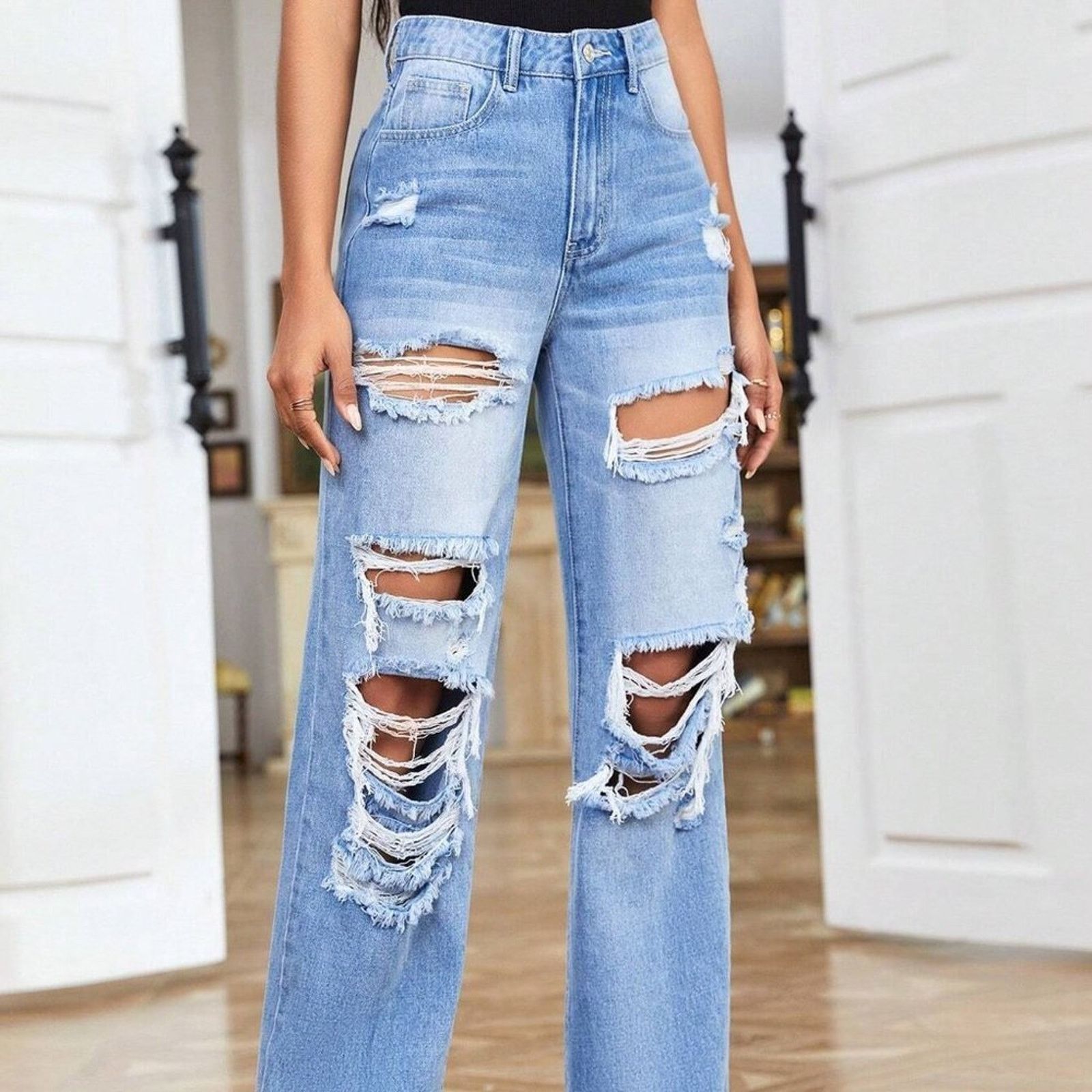 Other Ripped Straight Leg Distressed Jeans size 27 Size 27" / US 4 / IT 40 - 5 Thumbnail