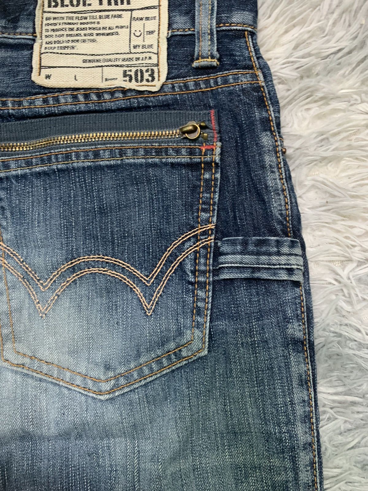 Edwin × Japanese Brand 90s EDWIN BLUE TRIP BAGGY STYLE DISTRESSED PANT Size US 36 / EU 52 - 13 Thumbnail