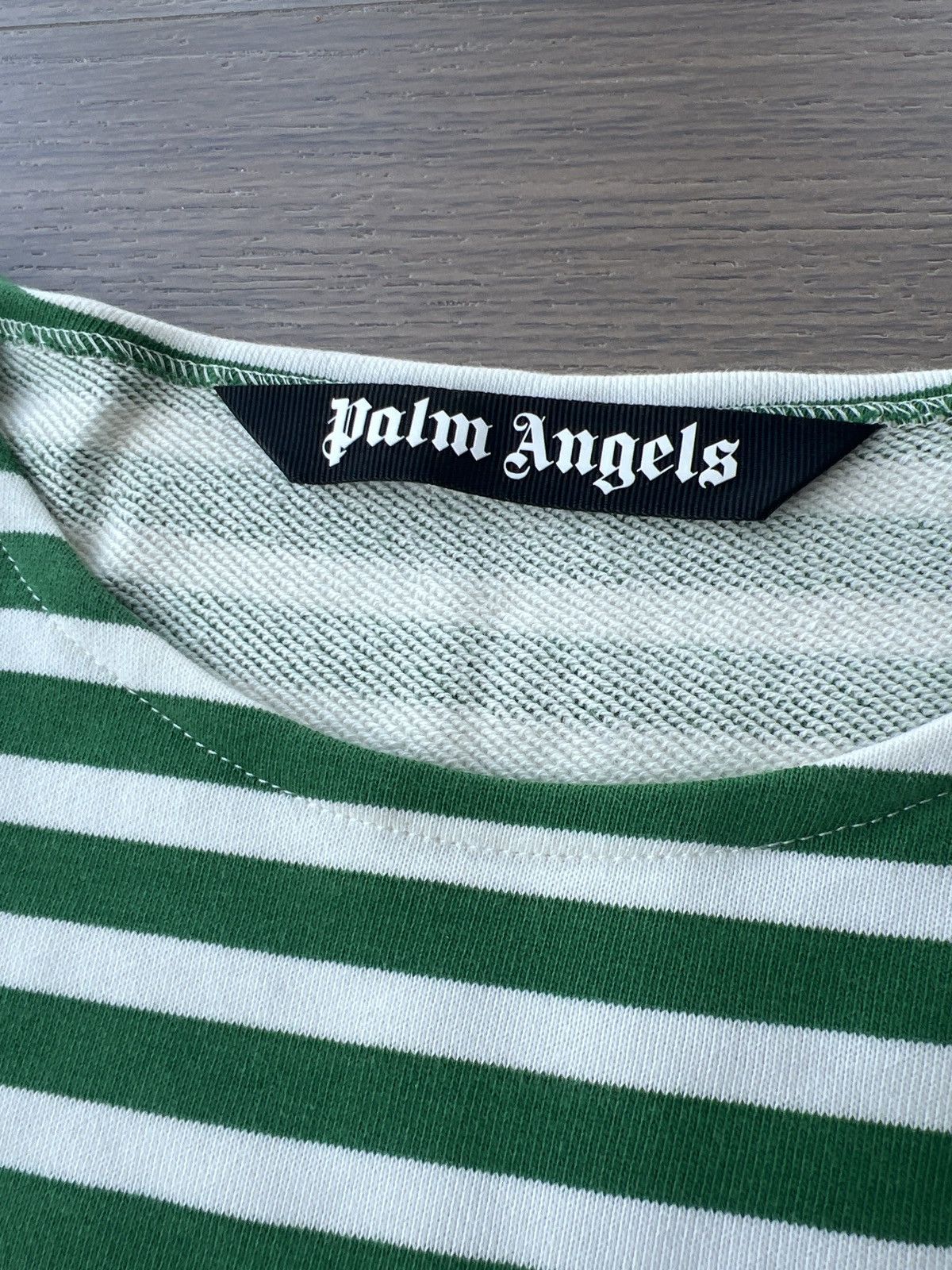 Palm Angels Palm Angels Bear Stripes Breton Long-SleeveTee 'Green/White' Size US XXL / EU 58 / 5 - 4 Thumbnail