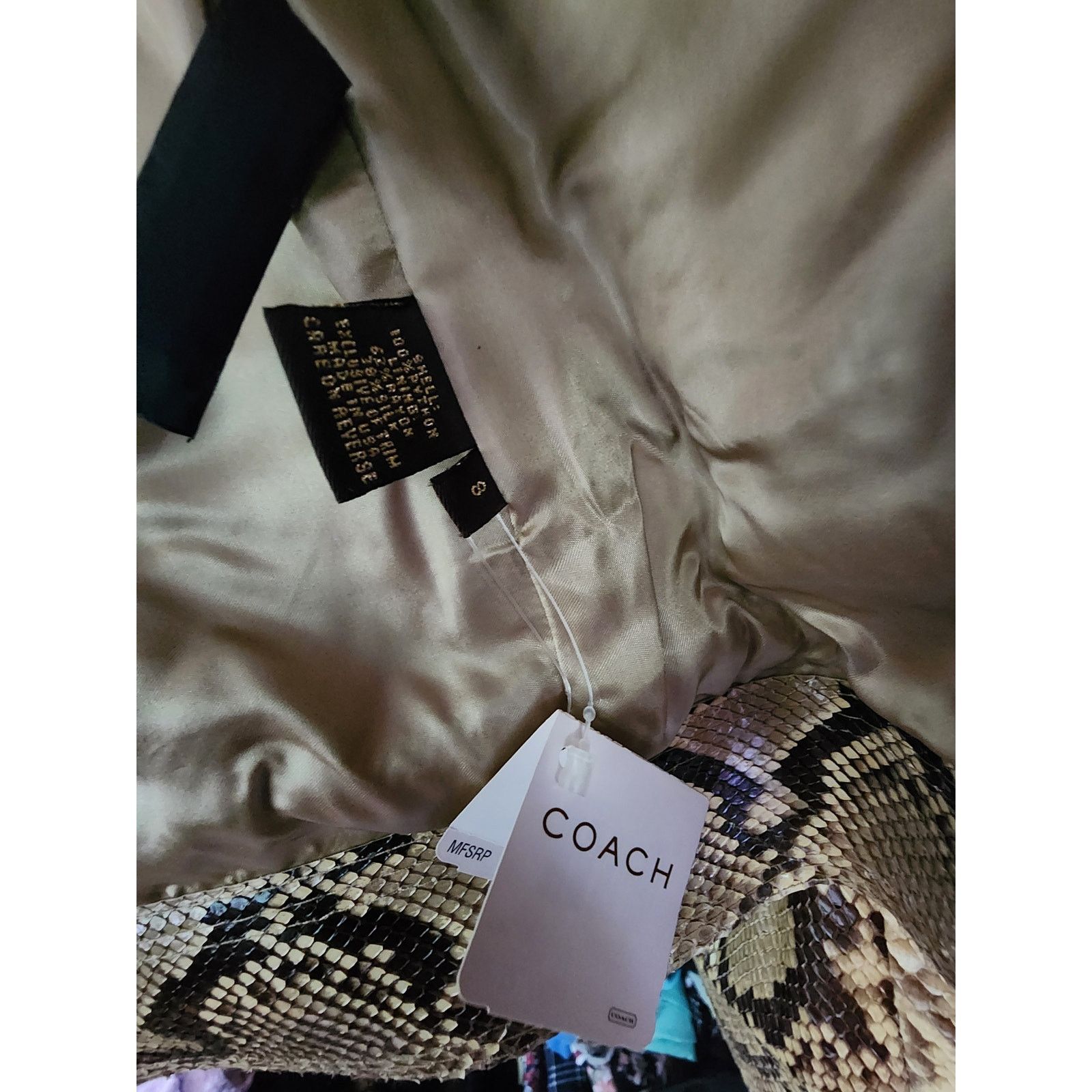 Coach COACH 100% Python Womens Size 8 NWT Jacket Size M / US 6-8 / IT 42-44 - 4 Thumbnail