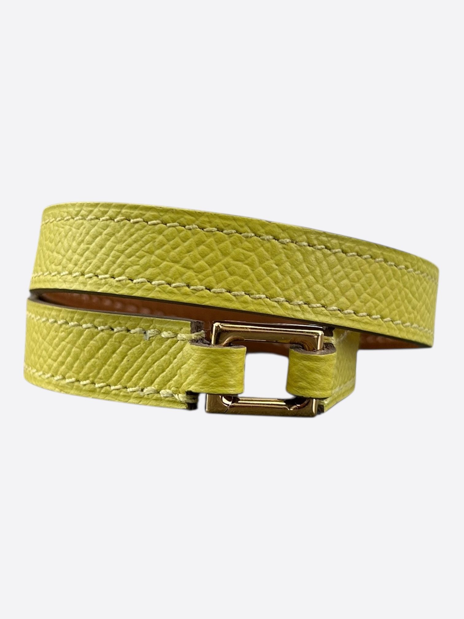 Hermes Yellow Epsom & Gold Hardware Rivale Double Tour Bracelet Size ONE SIZE - 2 Thumbnail