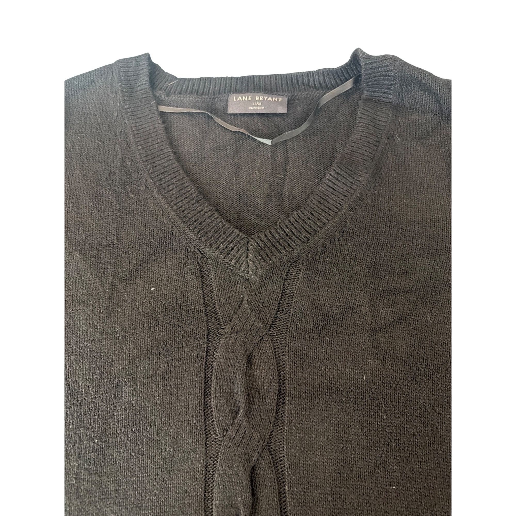 Other Lane Bryant Black Pullover Tunic Sweater V Neck Cable Link S Size XXL / US 16-18 / IT 52-54 - 4 Thumbnail