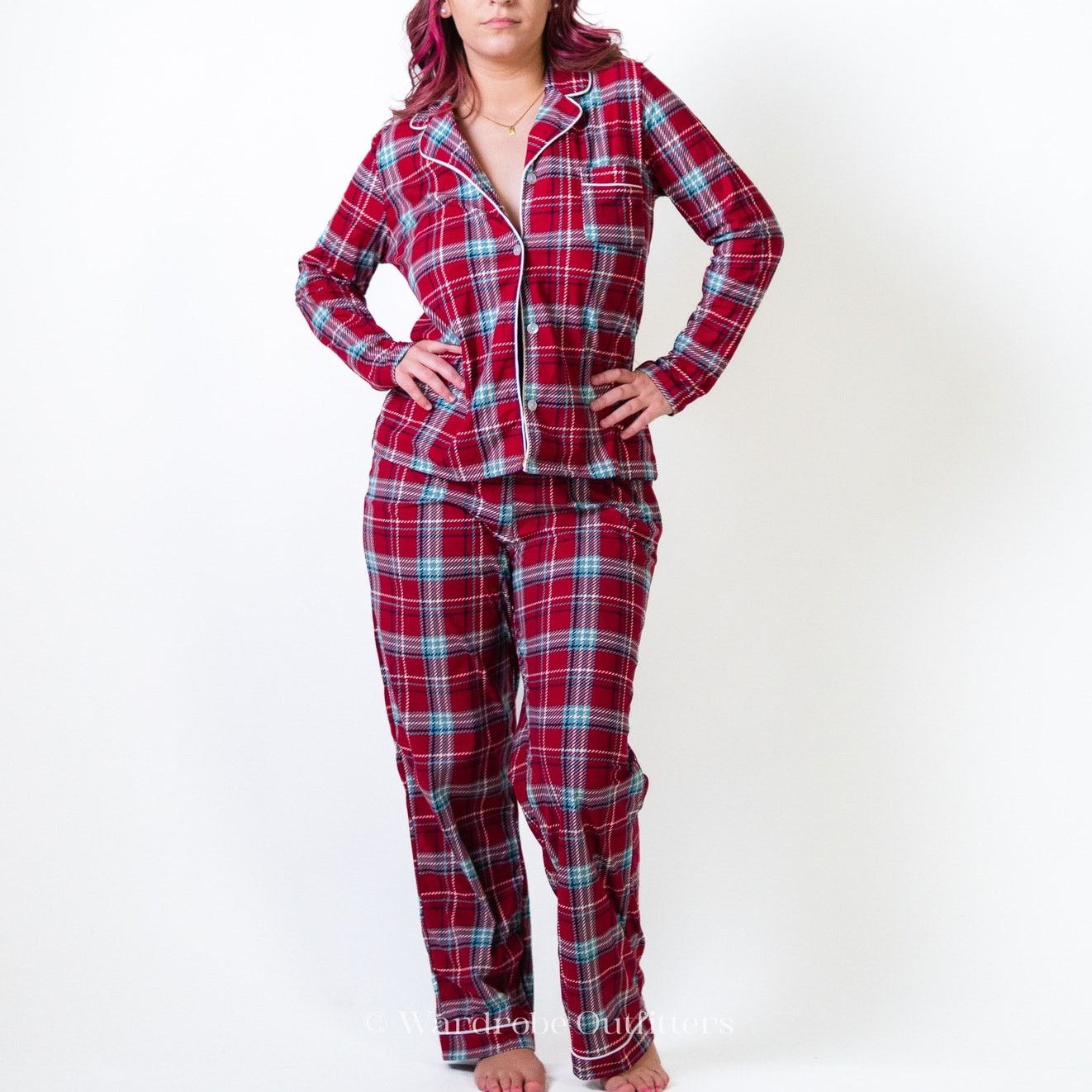Designer Wonderly Intimates Plaid Flannel Pajamas Size ONE SIZE - 3 Thumbnail