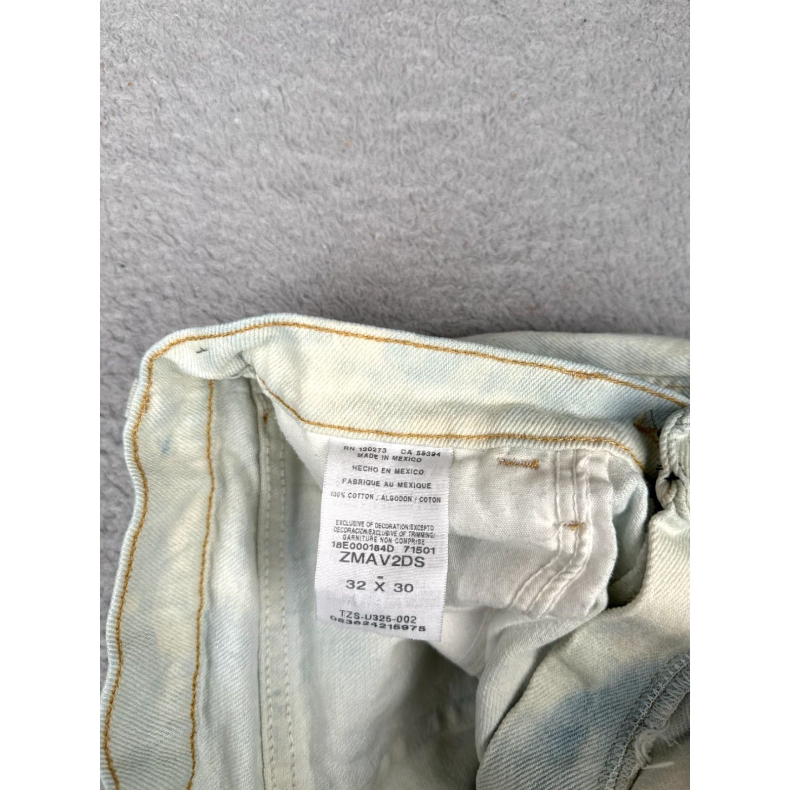Denime Maverick Jeans Mens 32x30 Blue Denim Acid Wash Straight Leg Distressed Cotton Size US 32 / EU 48 - 6 Thumbnail