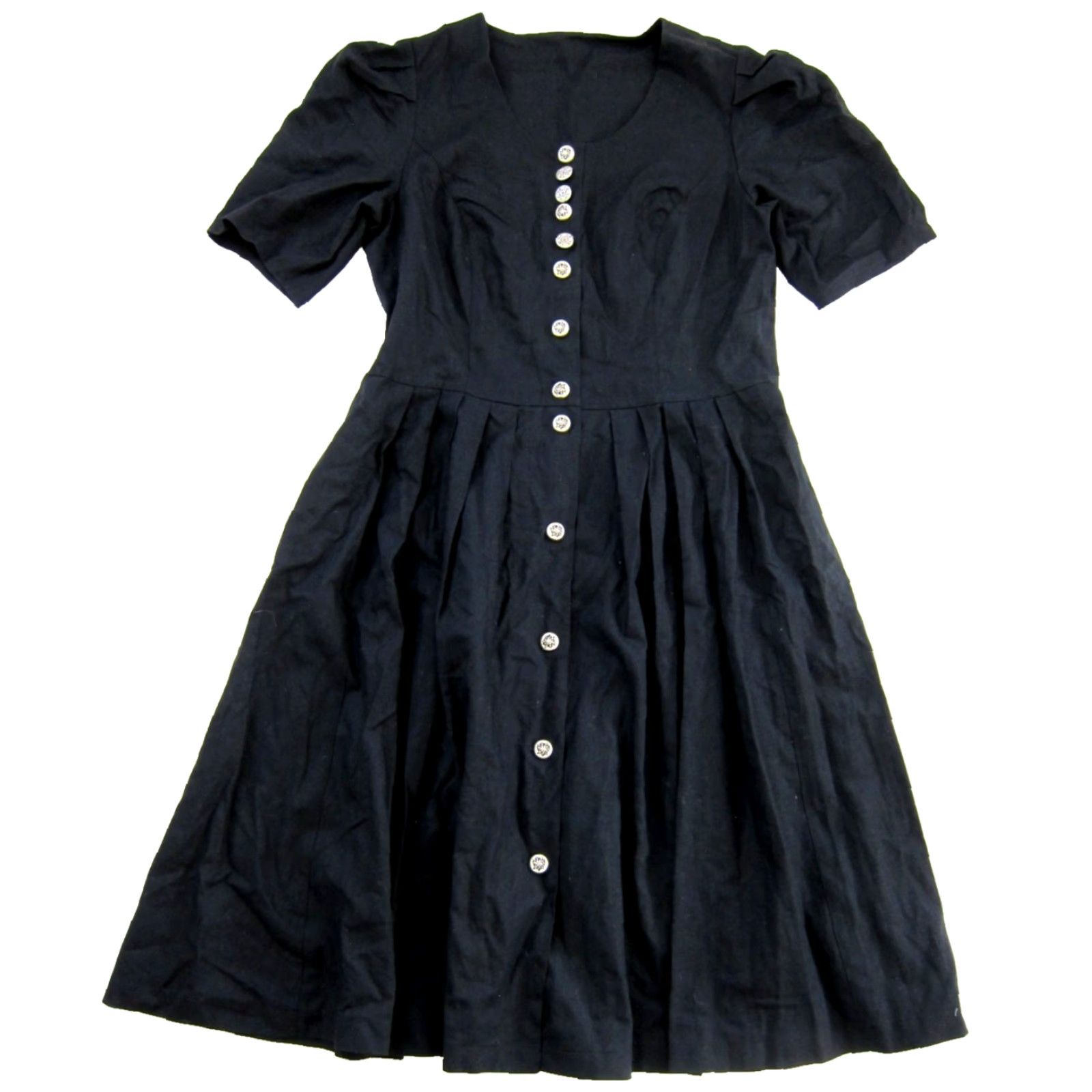 Vintage VINTAGE NWT Petressa Dress Shirt Dress L Black Midi Pleated Button Down 55% Linen 45% Cotton Pockets Women's Size L / US 10 / IT 46 - 2 Thumbnail