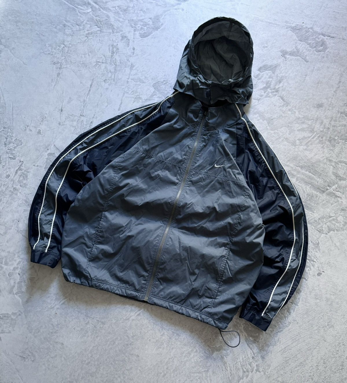 Nike × Vintage 00s Nike Vintage Nylon Hooded Light Jacket Drill Size US XL / EU 56 / 4 - 2 Thumbnail