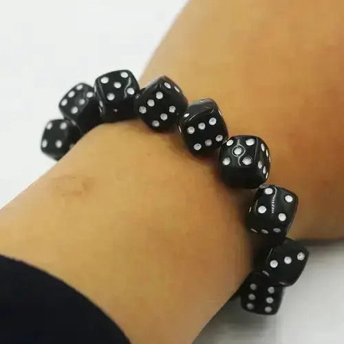 Jewelry Black Dice Elastic Rope Bracelet Size ONE SIZE - 1 Preview