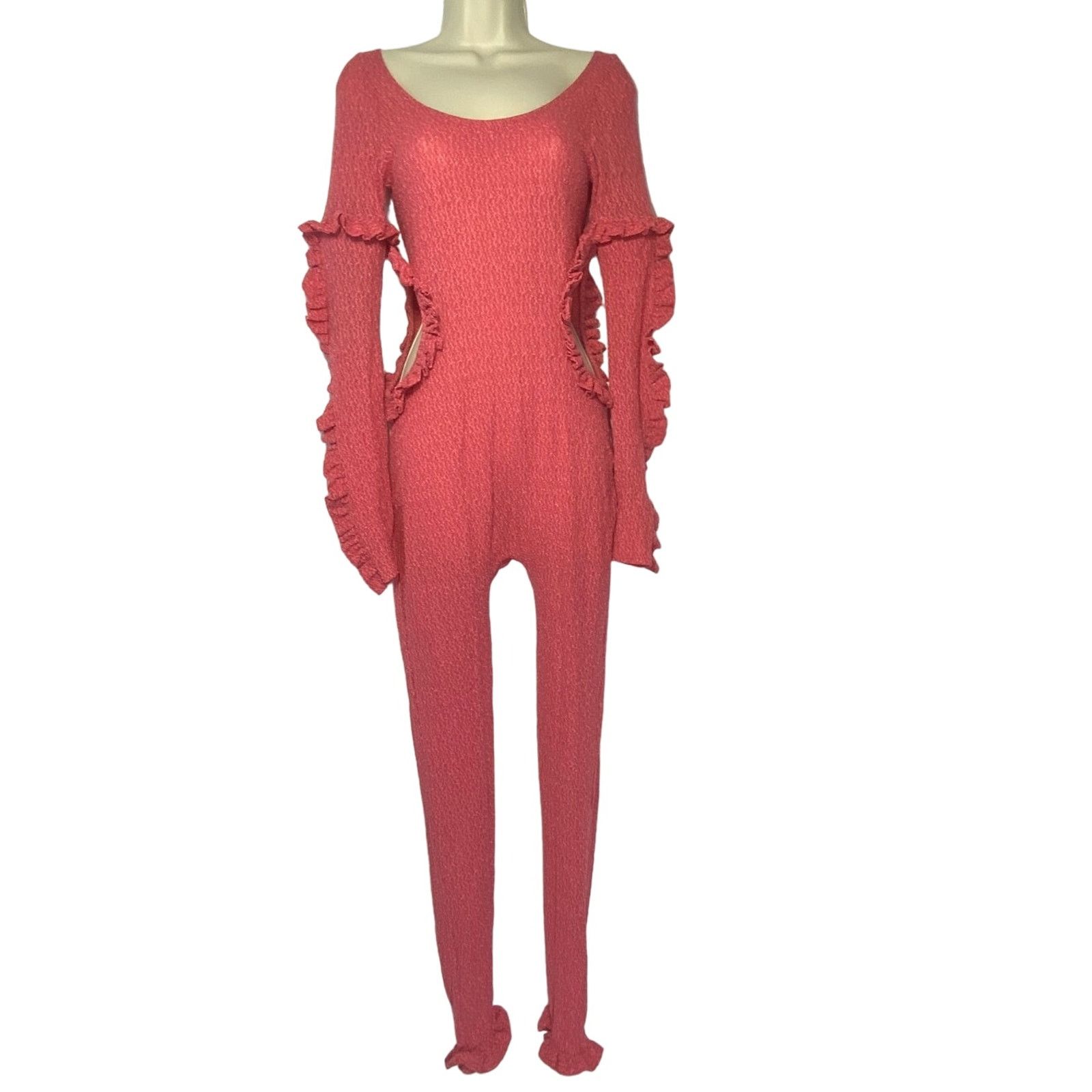 Collina Strada NWOT Collina Strada NY Hot Pink cutout Bodysuit women sz S Size 30" / US 8 / IT 44 - 1 Thumbnail