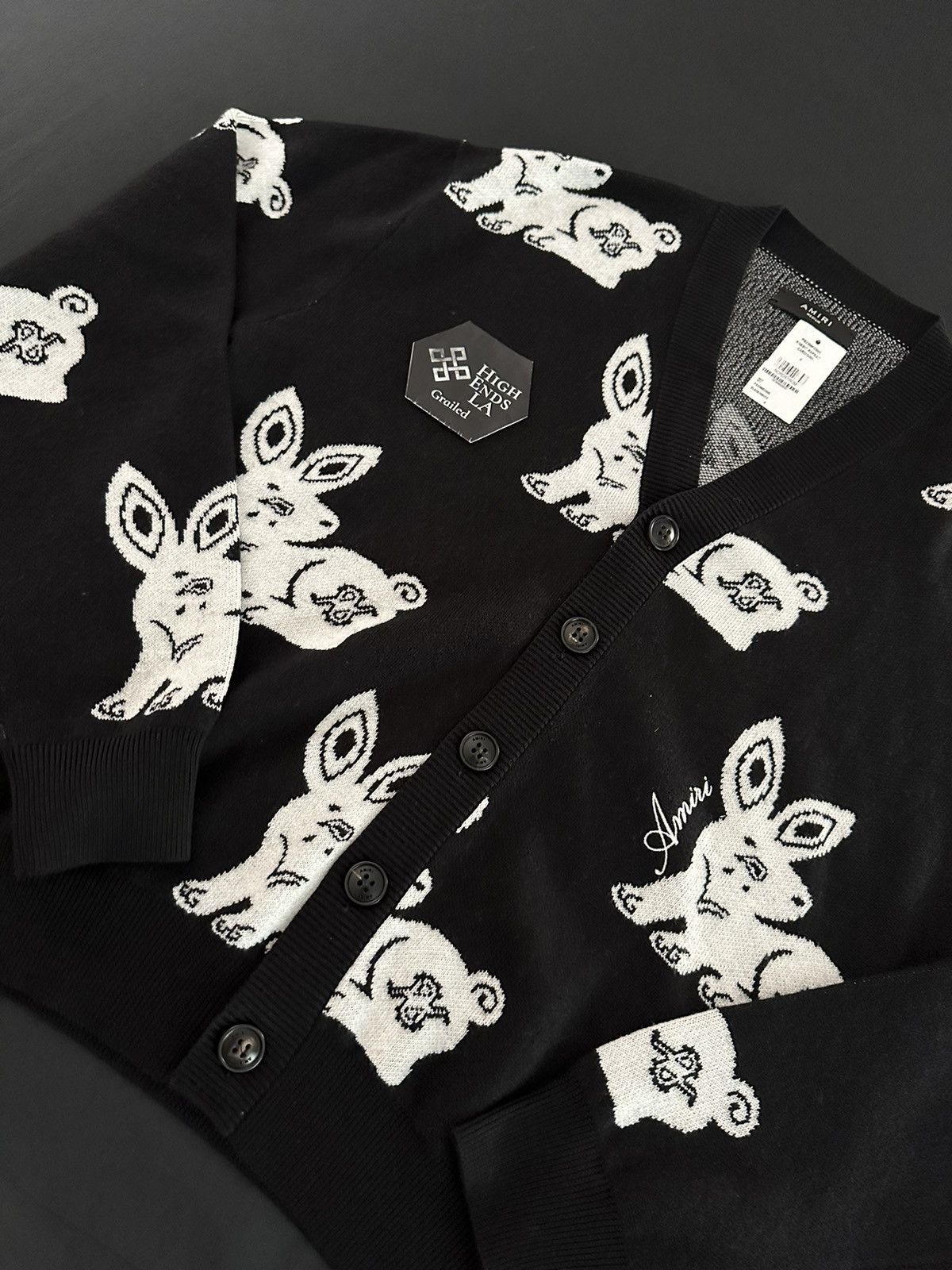 Amiri Amiri Black Rabbit Repeat Cardigan Size US M / EU 48-50 / 2 - 2 Thumbnail