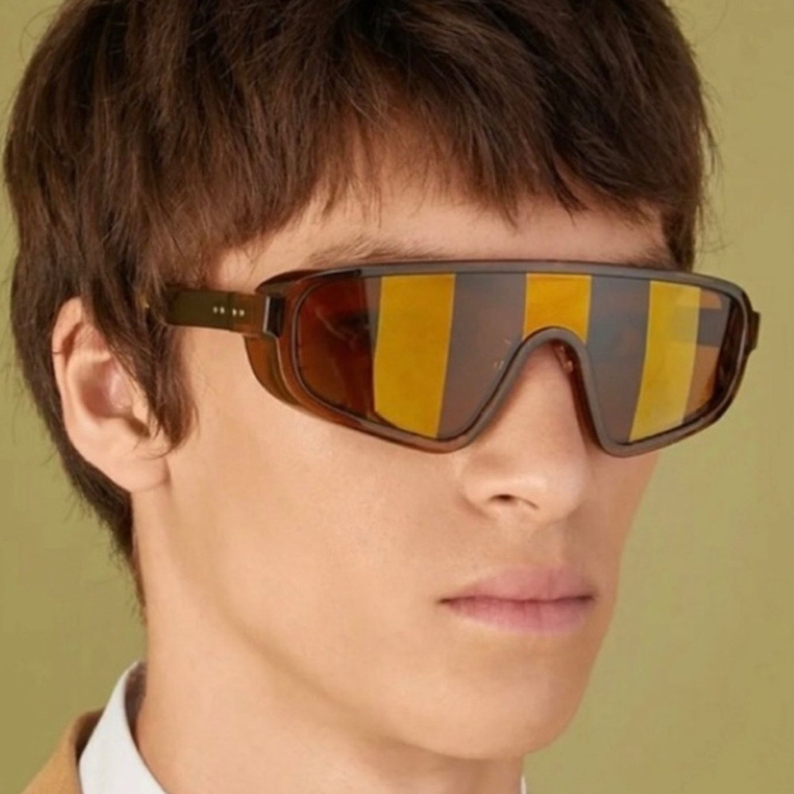 Fendi NEW FENDI FF M0084/S 09Q7Y Brown Unisex Shield Sunglasses Size ONE SIZE - 1 Thumbnail