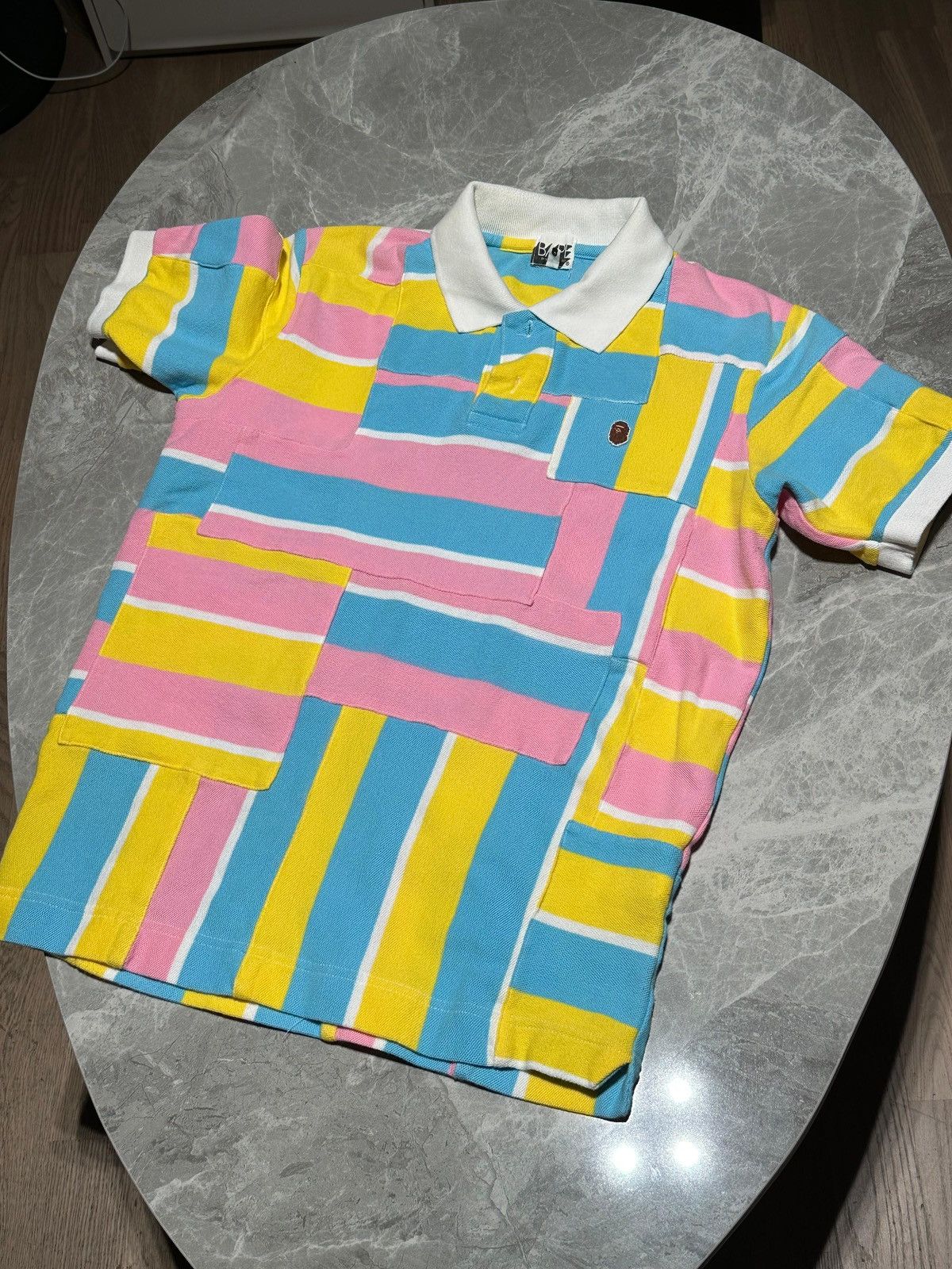 Bape A Bathing Ape BAPE Cotton Candy Patchwork Polo Shirt Size US S / EU 44-46 / 1 - 1 Thumbnail