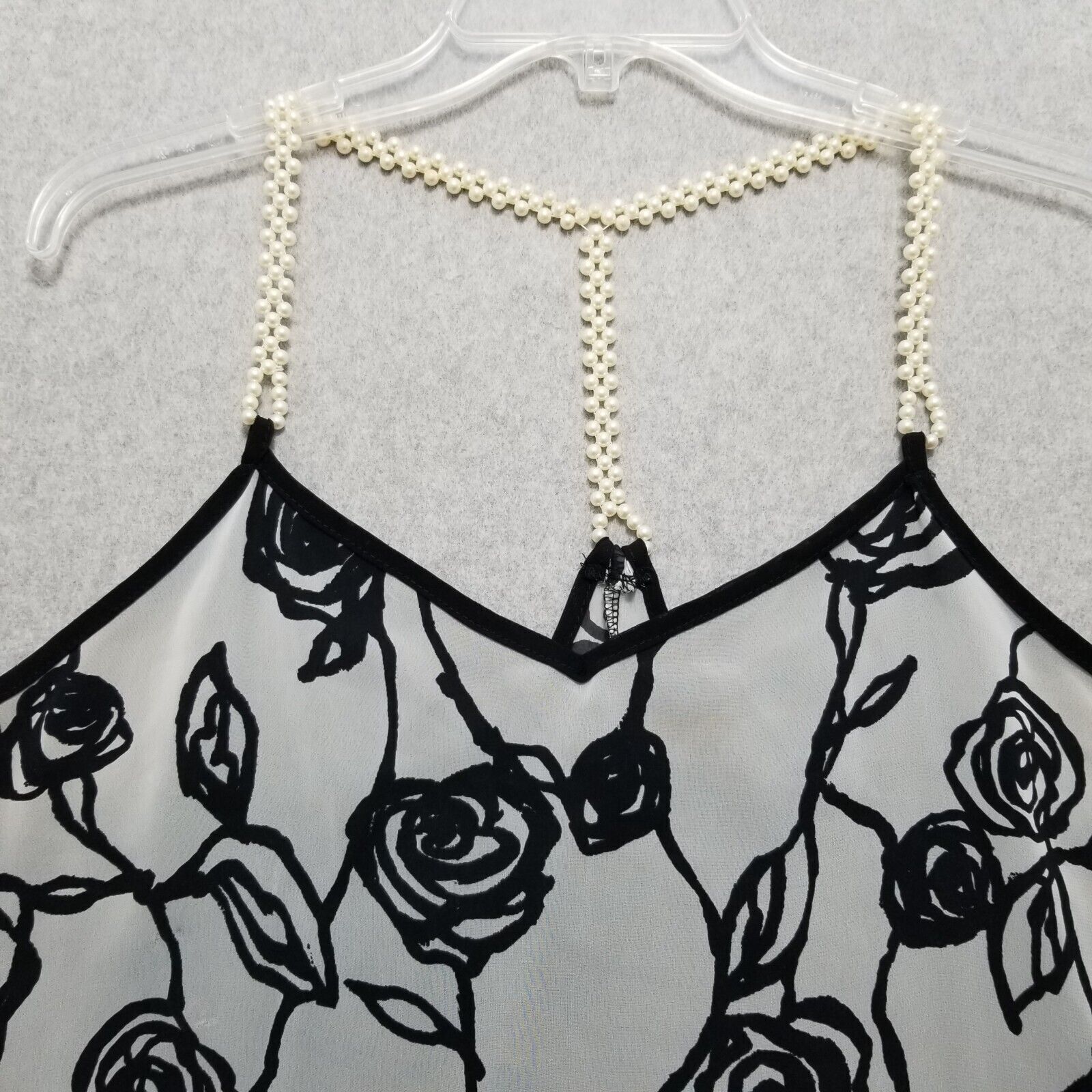 Other Joompy Top Womens Large Ivory Floral Stone Strap Lightweight Size L / US 10 / IT 46 - 2 Thumbnail