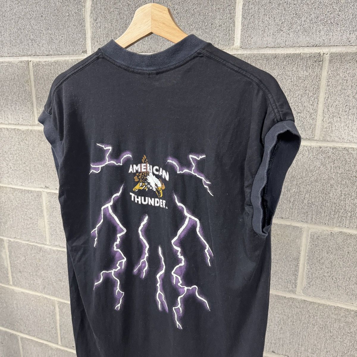 Vintage American Thunder Biker Girl Tank ERD Grunge Chrome Faded Size US XL / EU 56 / 4 - 6 Thumbnail