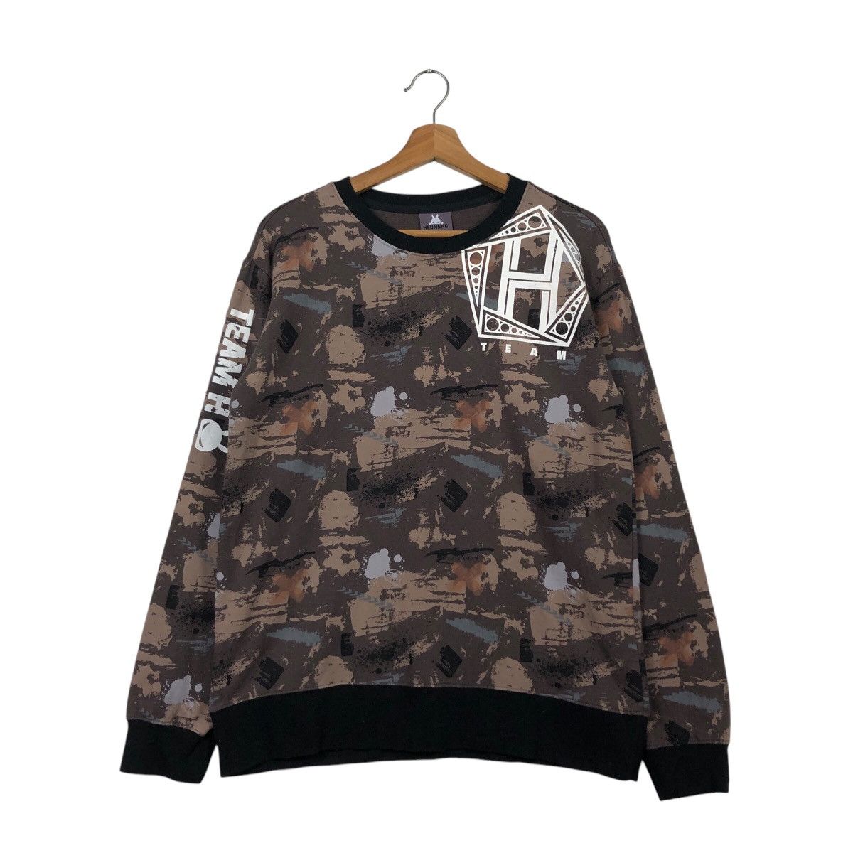 Japanese Brand 📌Streetwear Sweatshirt Keunsagi Camouflage Big Logo Design Size US M / EU 48-50 / 2 - 2 Thumbnail