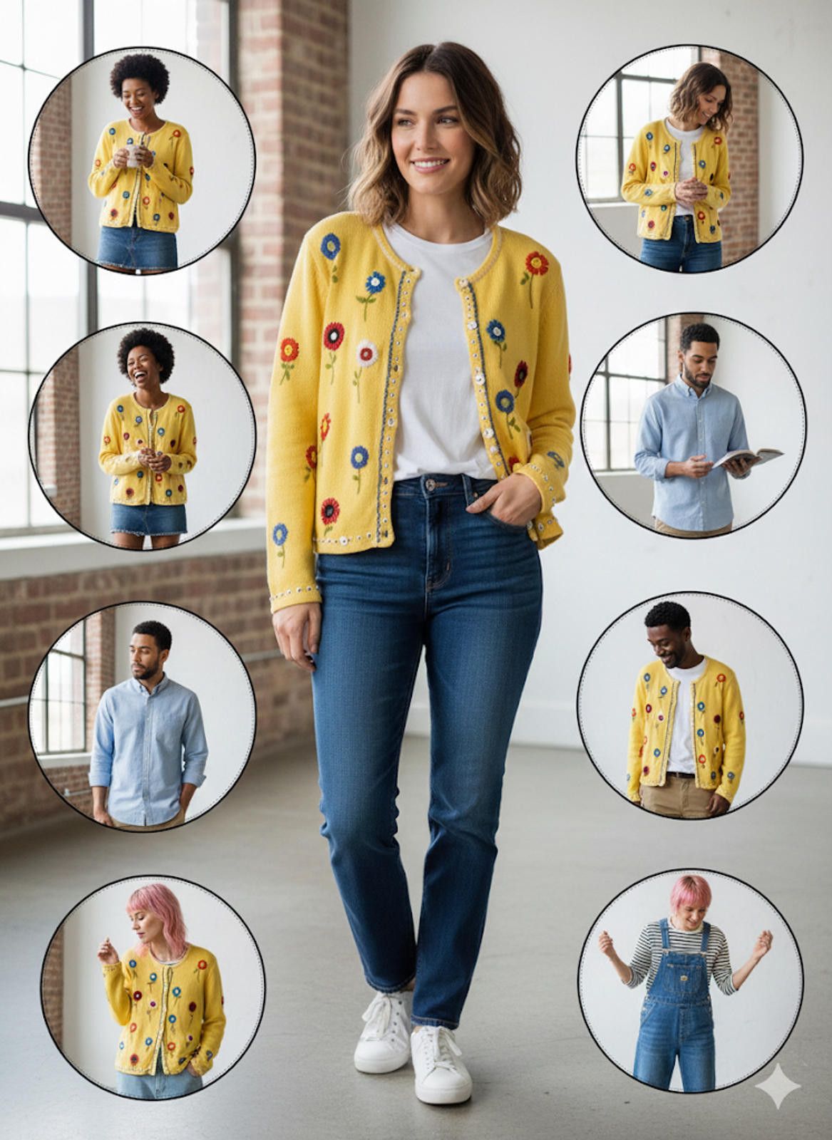 Unknown London Vintage Yellow Floral Embroidered Cardigan XL Cottagecore Size XL / US 12-14 / IT 48-50 - 1 Thumbnail