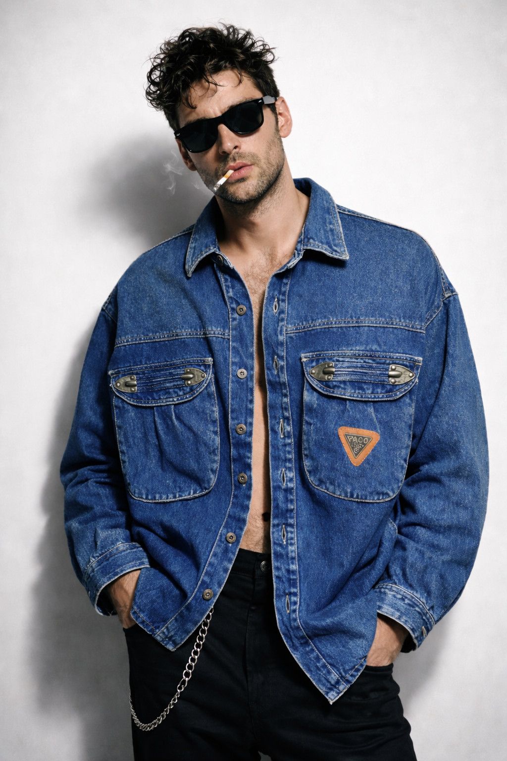 Other Authentic 90s Paco Jeans denim overshirt - Fashionella Size US L / EU 52-54 / 3 - 1 Thumbnail