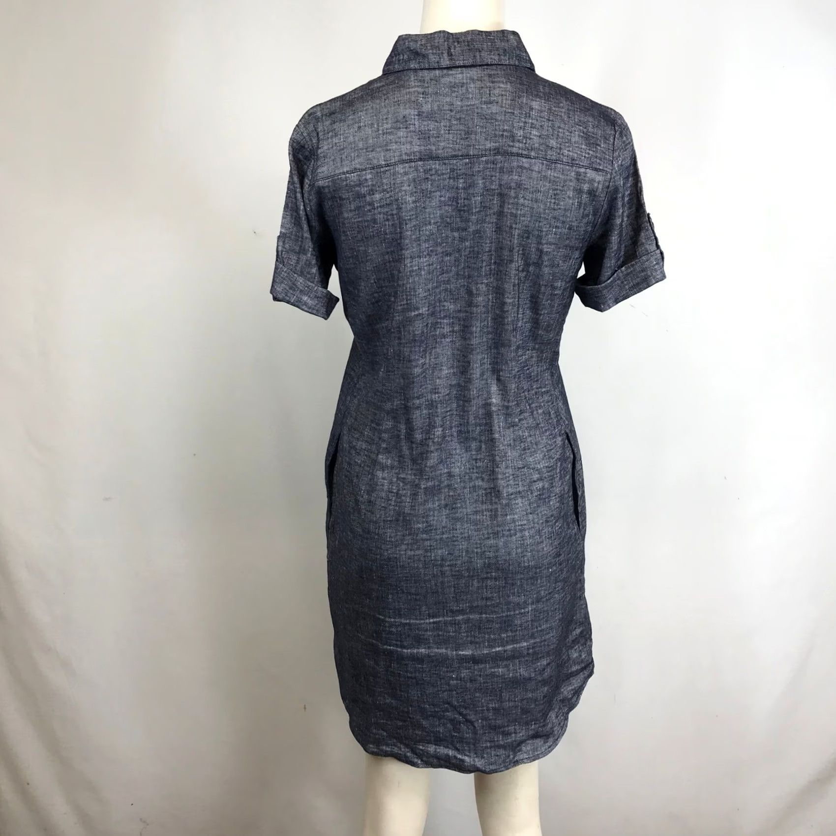 Theory Theory Chambray Shirt Dress Blue Button Front Roll Tab Sleeve Size 4 Women Size S / US 4 / IT 40 - 5 Thumbnail