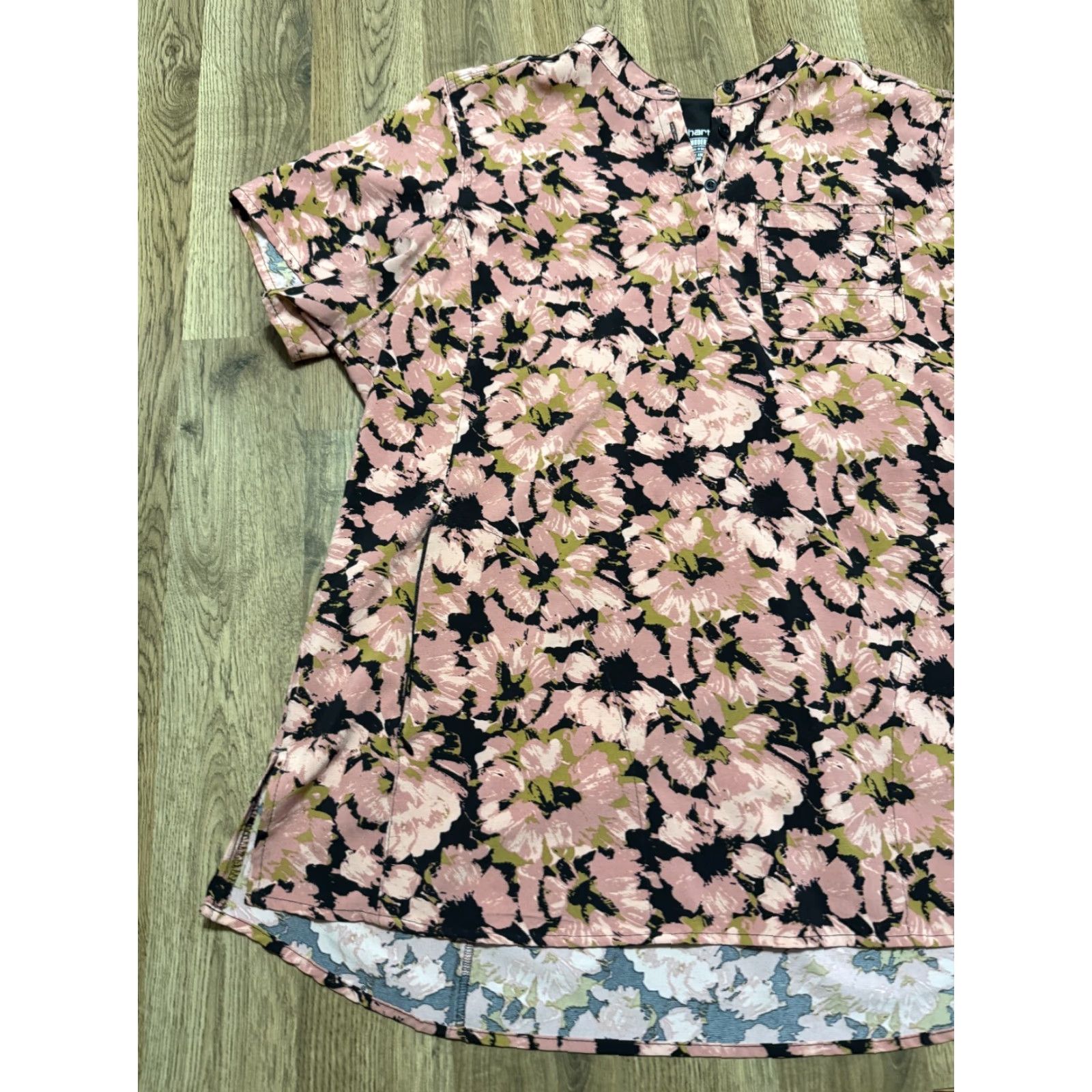 Carhartt Carhartt Shirt Women's 2XL Pink Brown Black Floral 1/4 Buttons Size XXL / US 16-18 / IT 52-54 - 3 Thumbnail