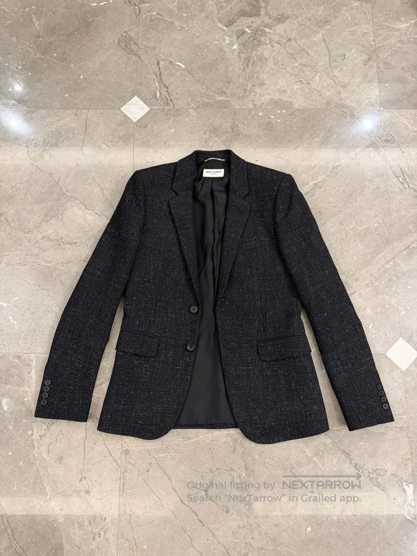 Saint Laurent Paris Saint Laurent Black Wool-Linen Blazer. Size US S / EU 44-46 / 1 - 8 Thumbnail